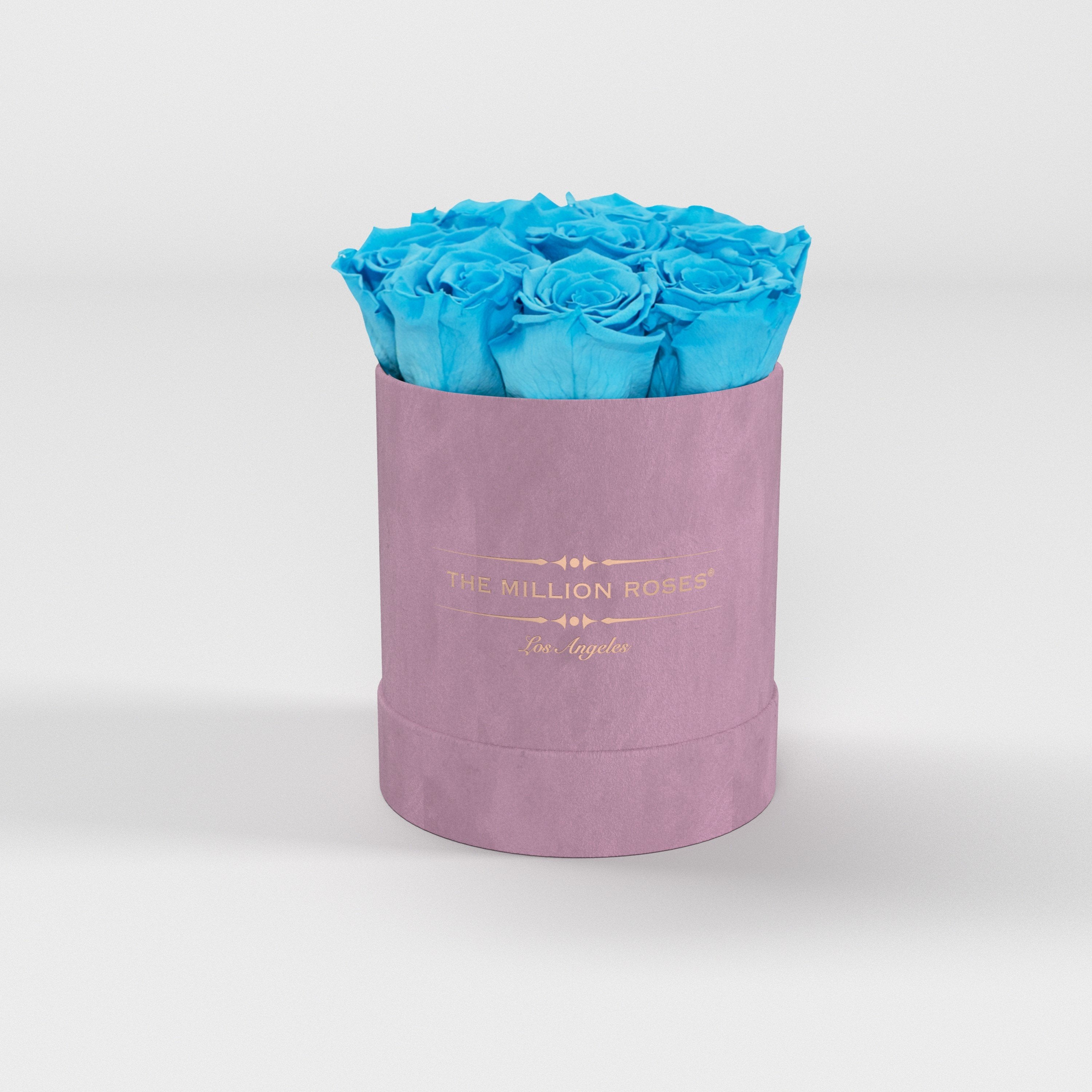 ( LA ) Light Pink - Suede - Basic Box with Light Blue Roses Kit - the million roses