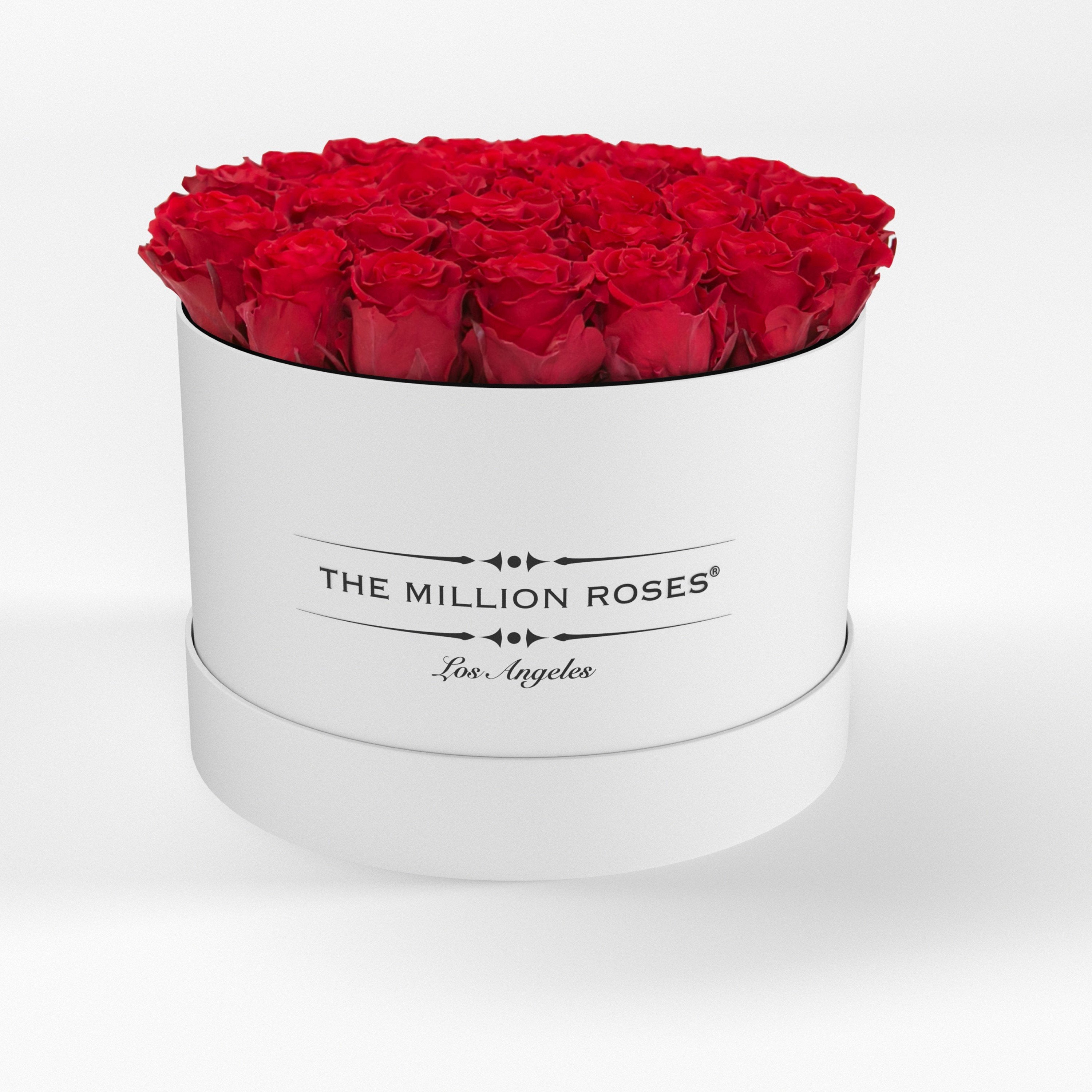 ( LA ) White - Premium Box with Red Roses Kit - the million roses