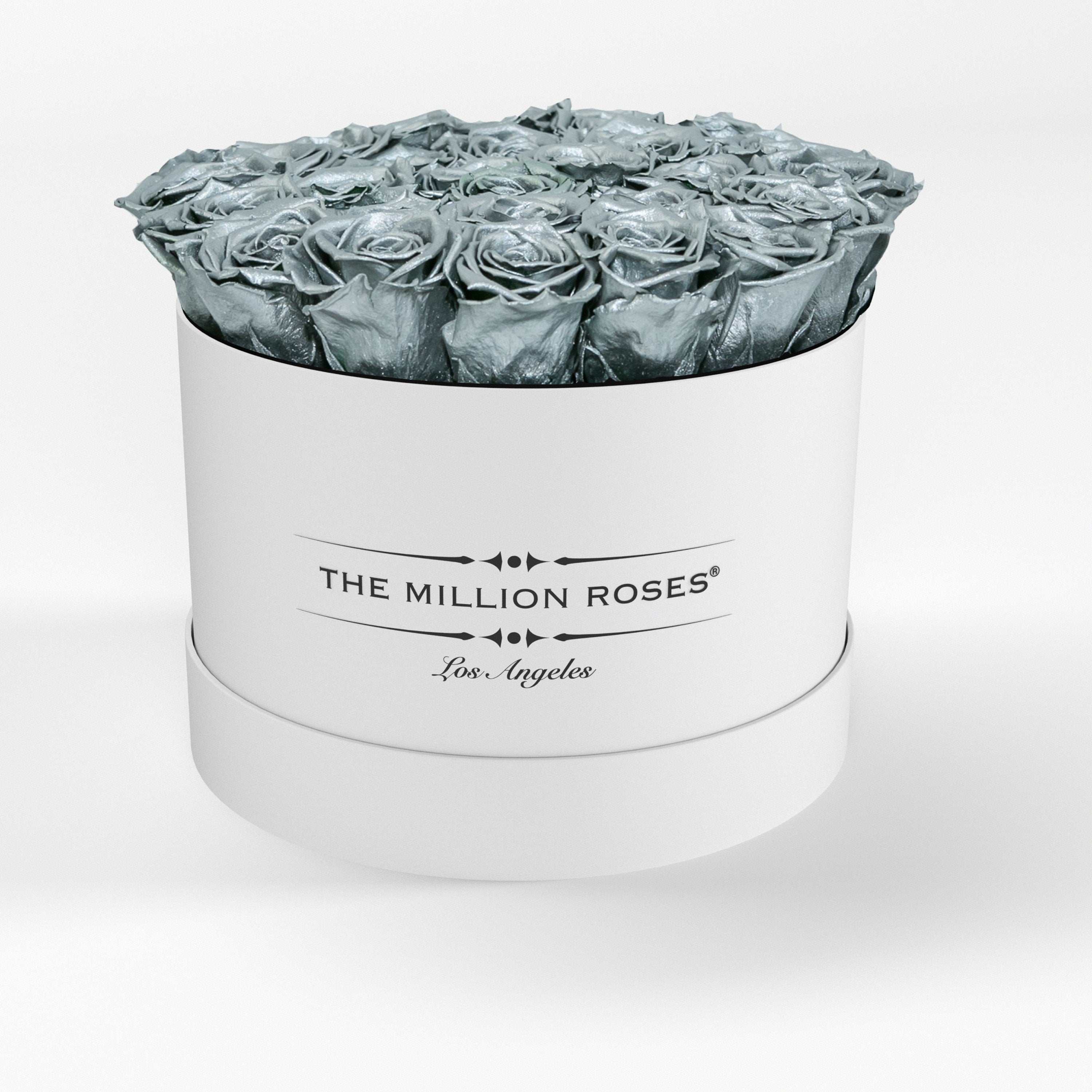 ( LA ) White - Premium Box with Silver Roses Kit - the million roses