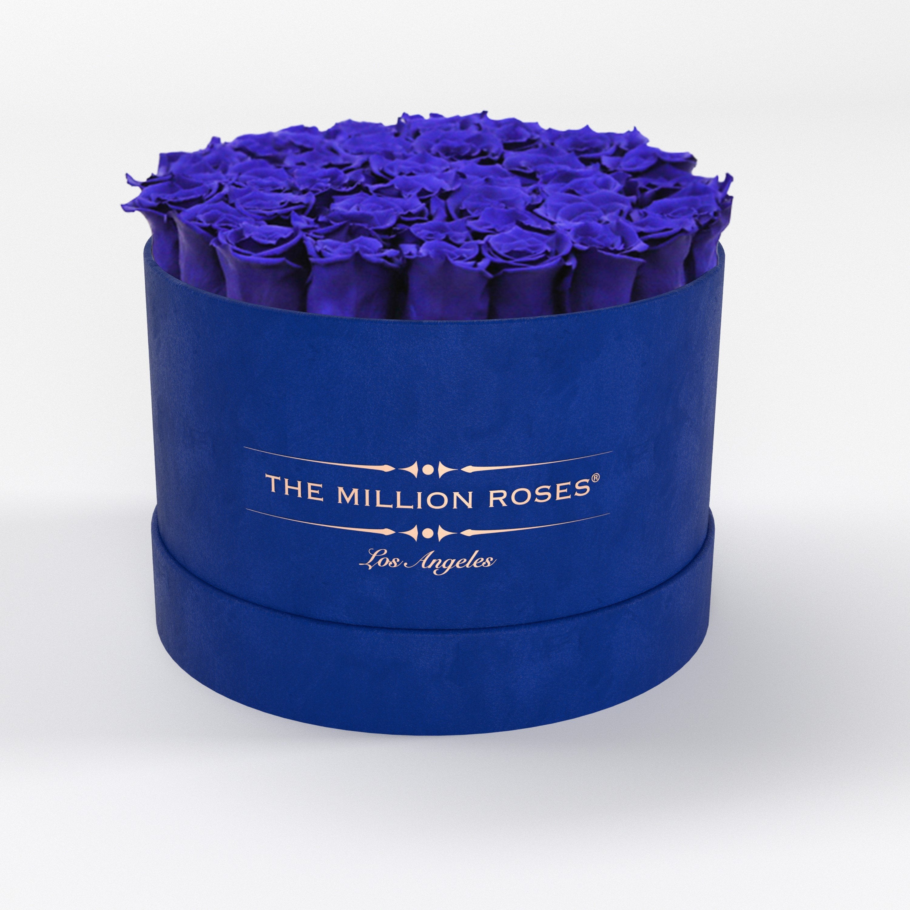 ( LA ) Blue - Suede - Premium Box with Royal Blue Roses Kit - the million roses