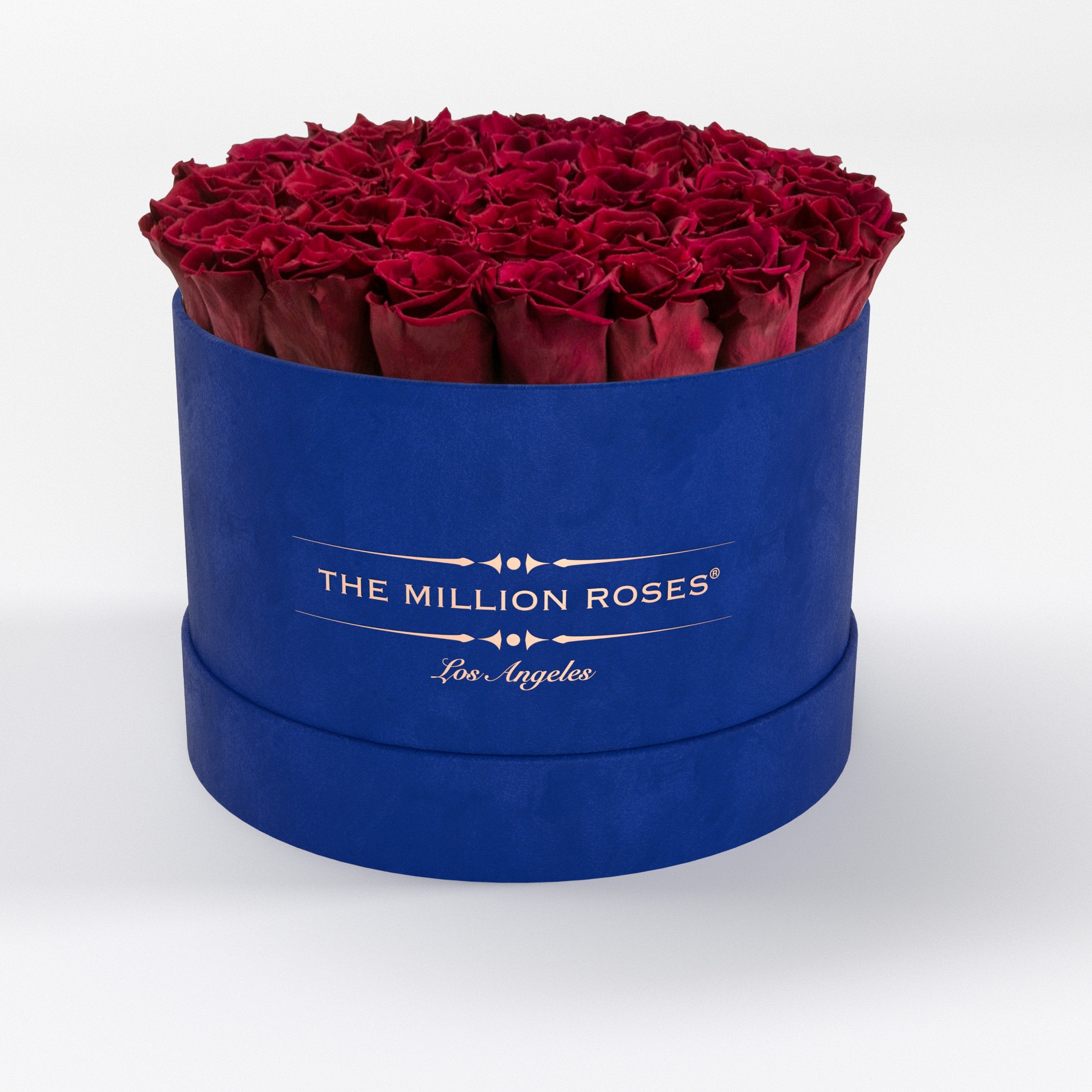 ( LA ) Blue - Suede - Premium Box with Red Roses Kit - the million roses