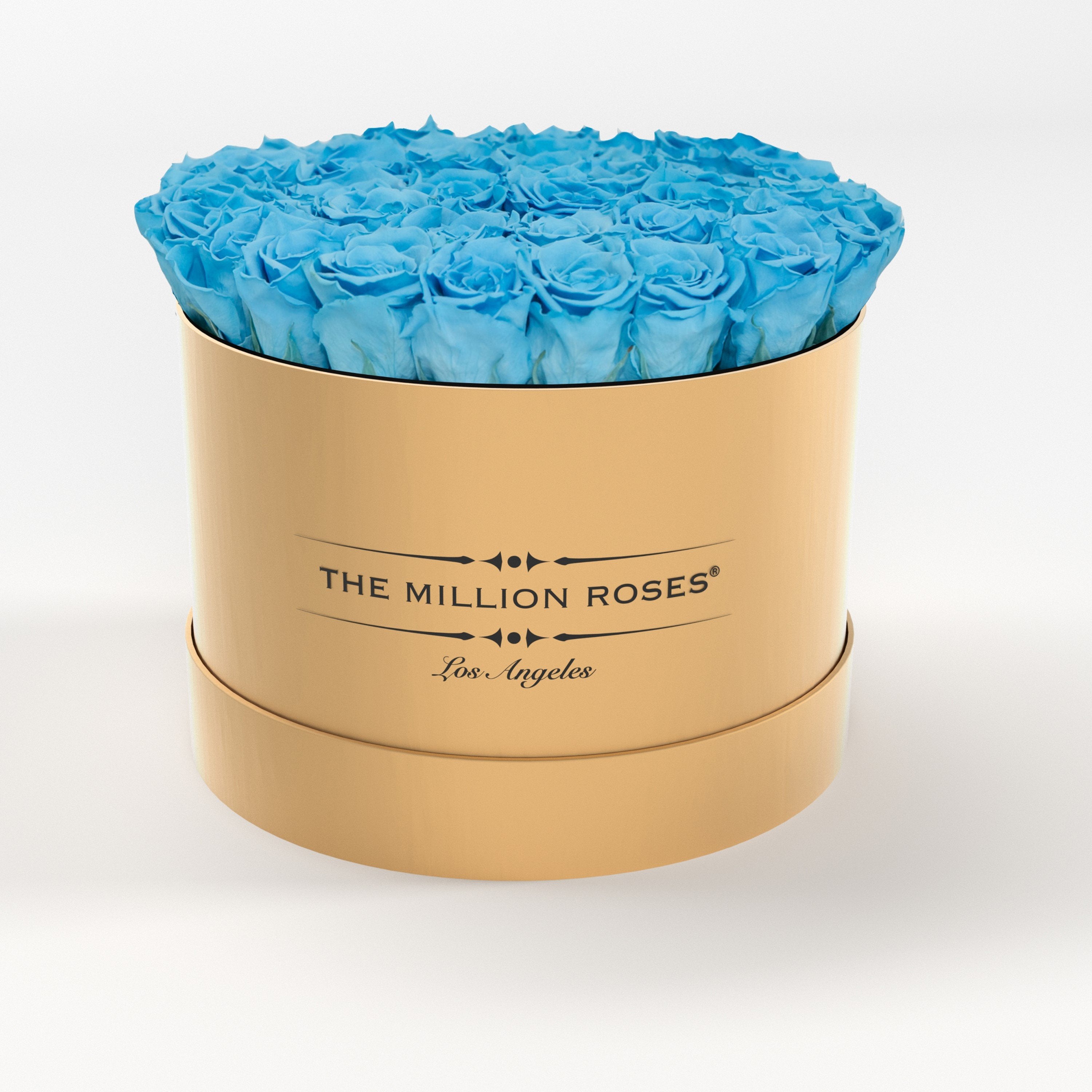 ( LA ) Gold - Premium Box with Light Blue Roses Kit - the million roses