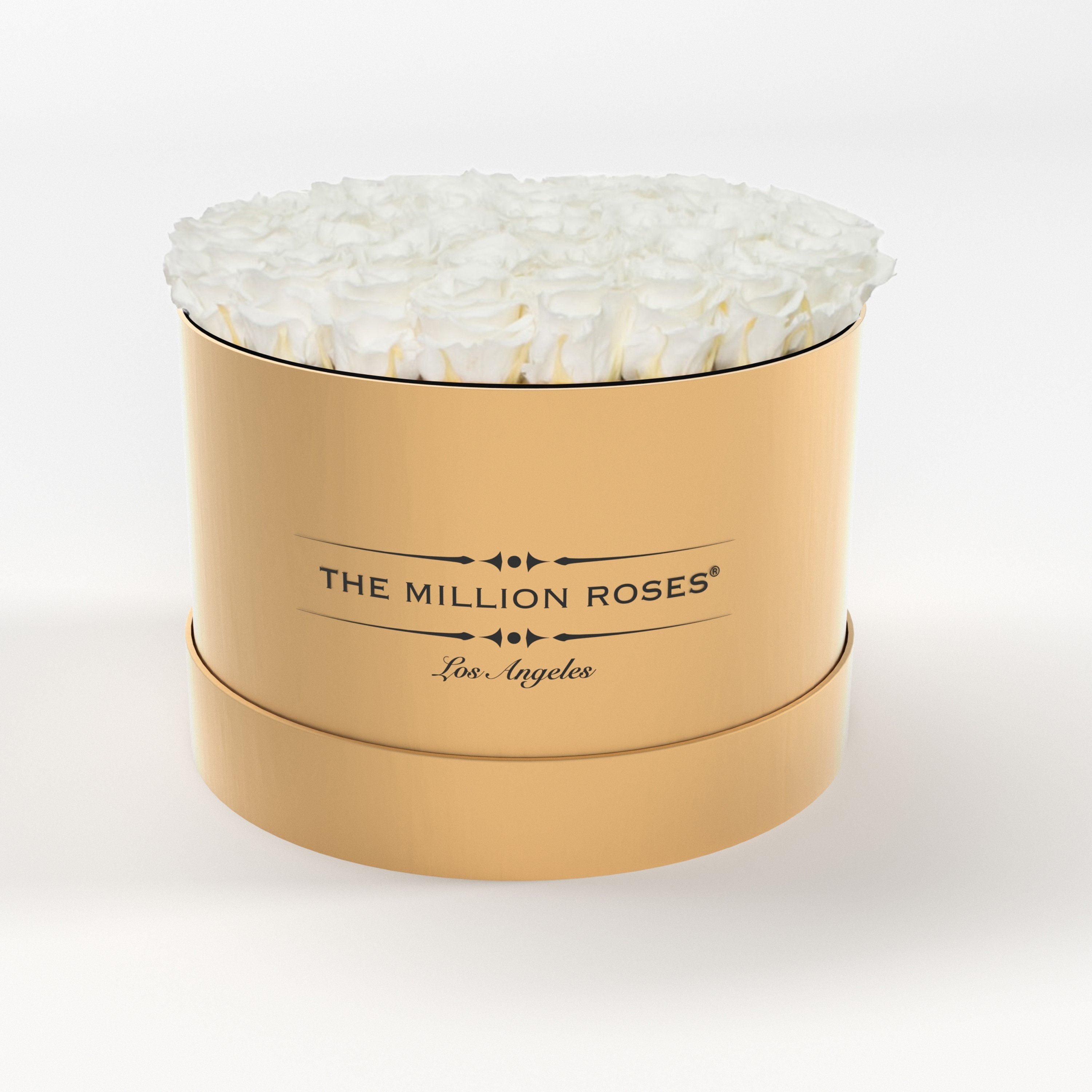 ( LA ) Gold - Premium Box with White Roses Kit - the million roses