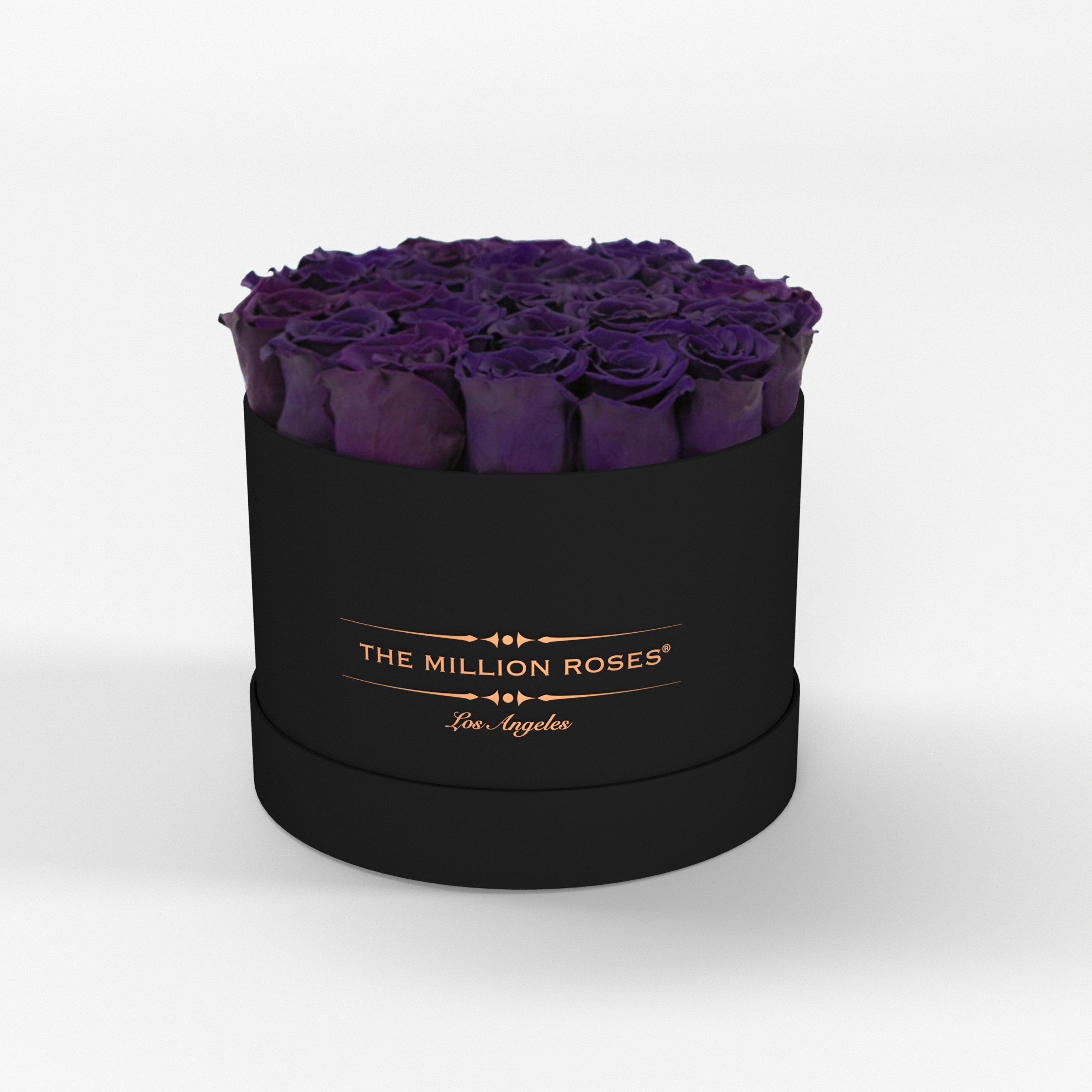 ( LA ) Black - Classic Box with Dark Purple Roses