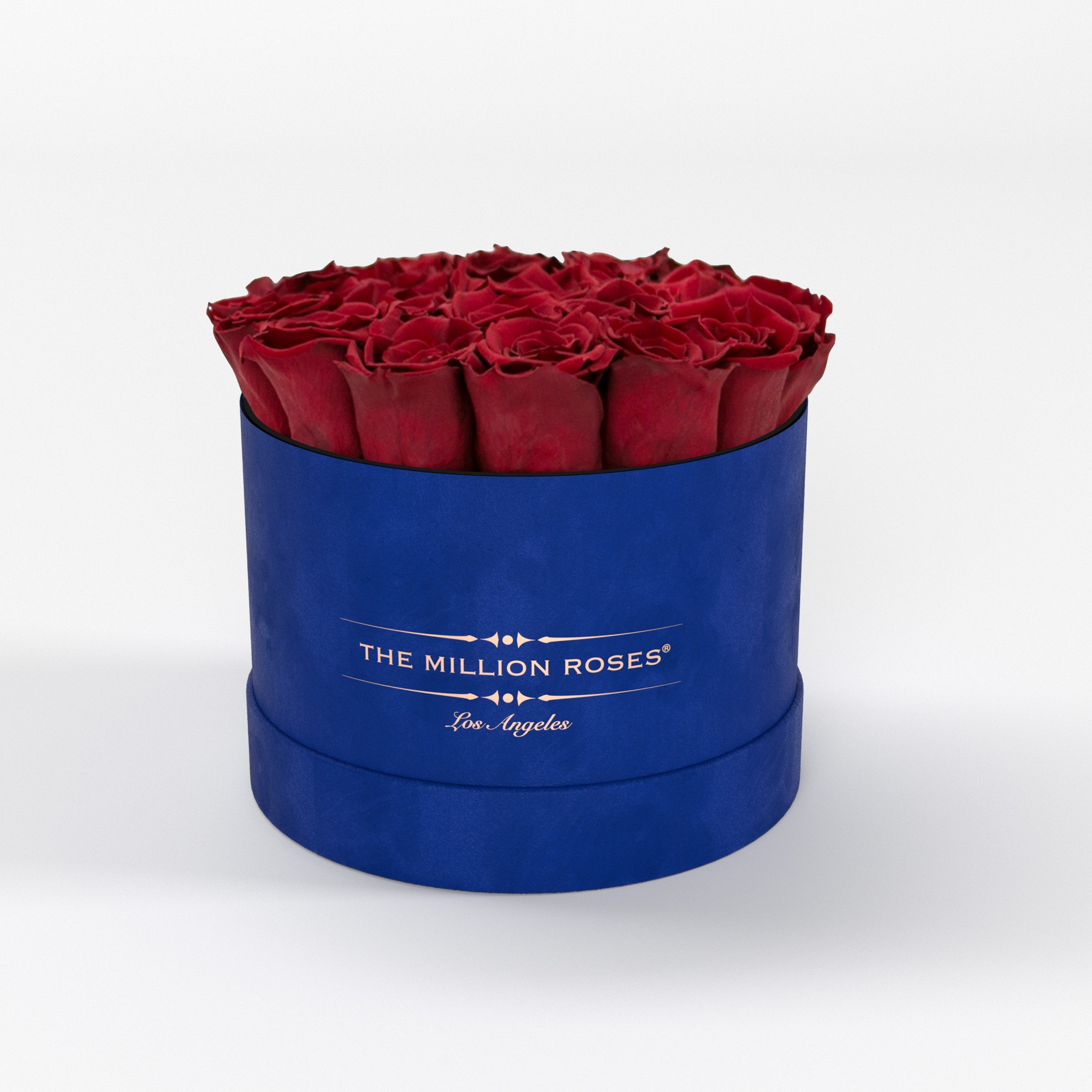 ( LA ) Blue - Suede - Classic Box with Red Roses Kit - the million roses