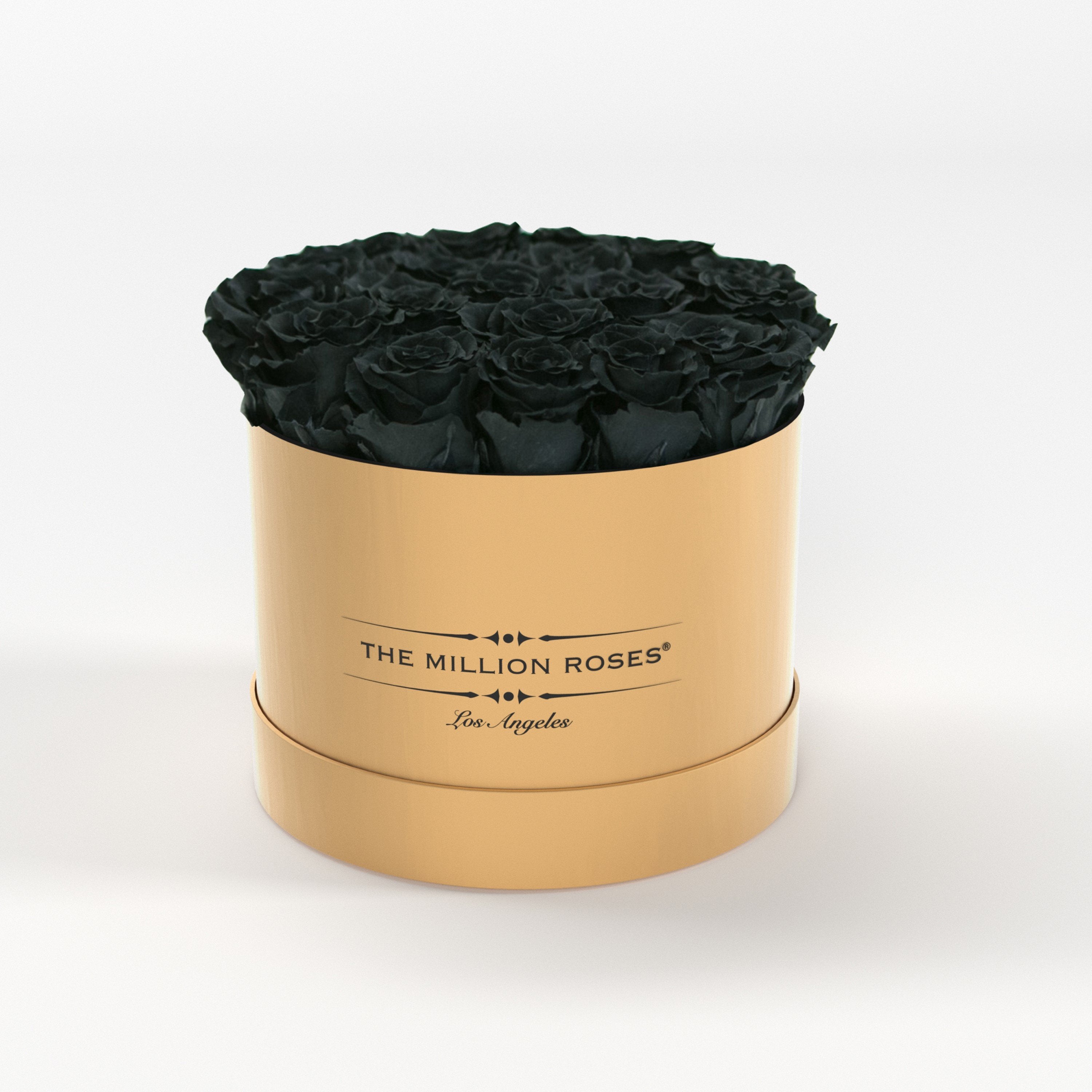 ( LA ) Gold - Classic Box with Dark Green Roses