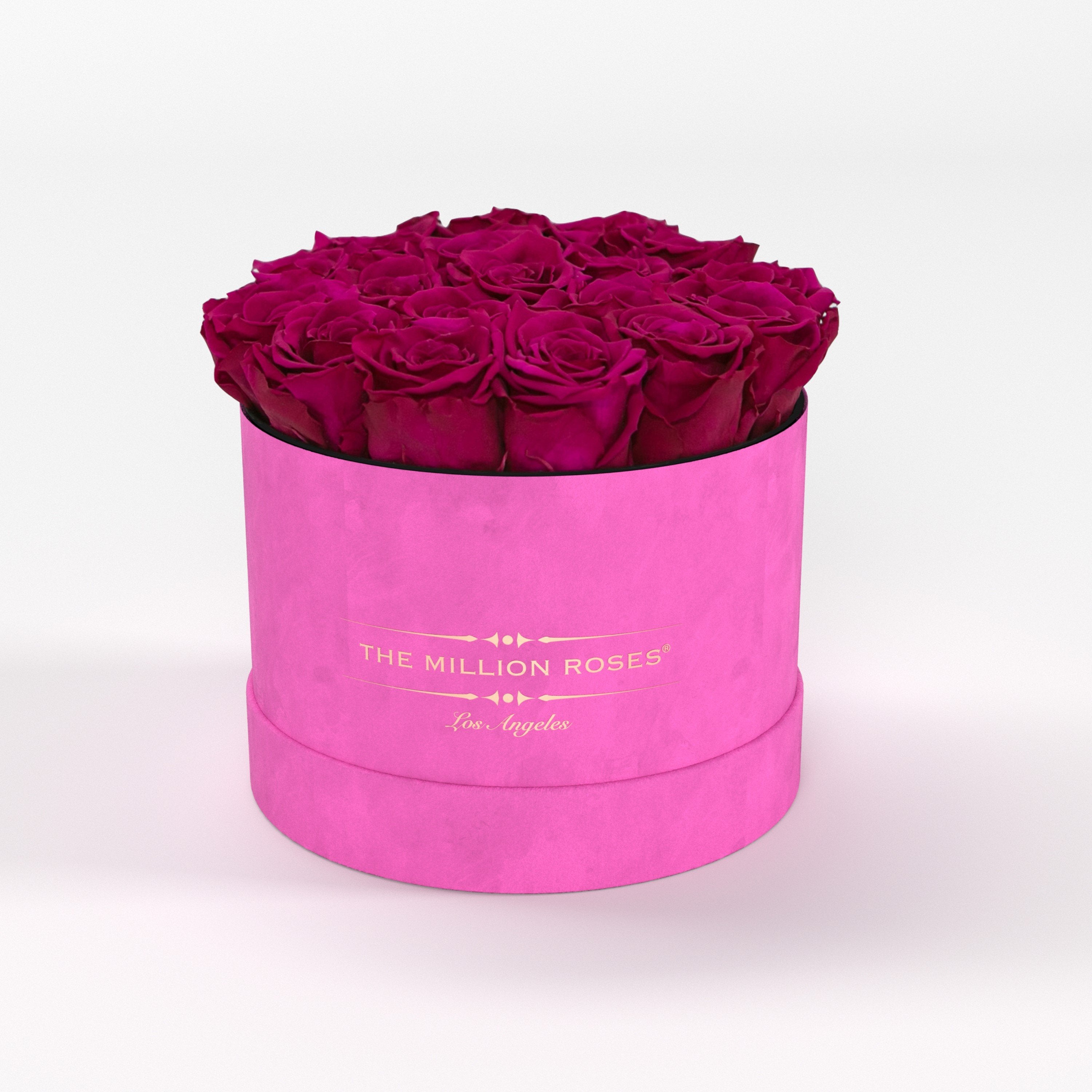 ( LA ) Hot Pink - Suede - Classic Box with Magenta Roses Kit - the million roses