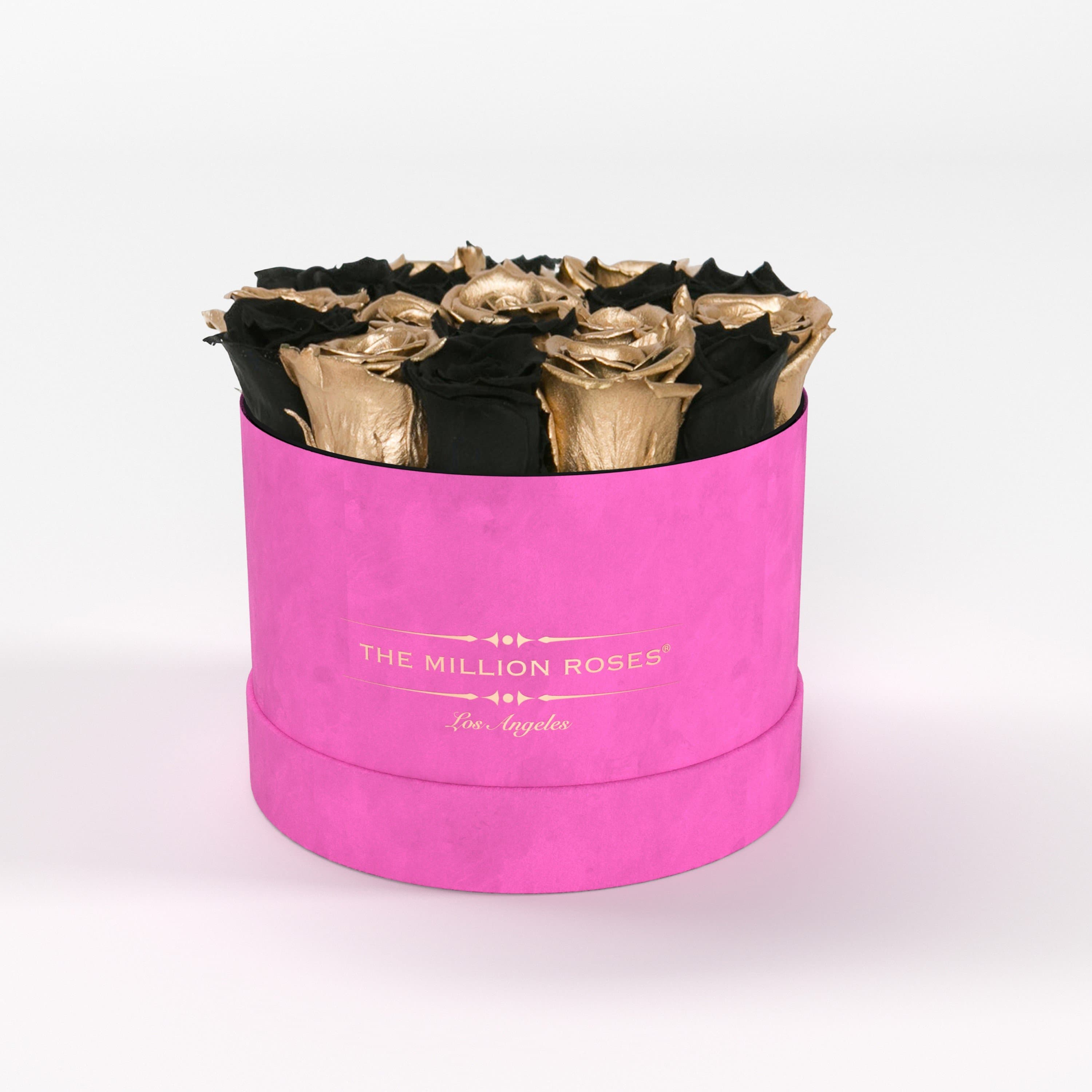 classic round box - hot-pink suede (LA) classic round - the million roses