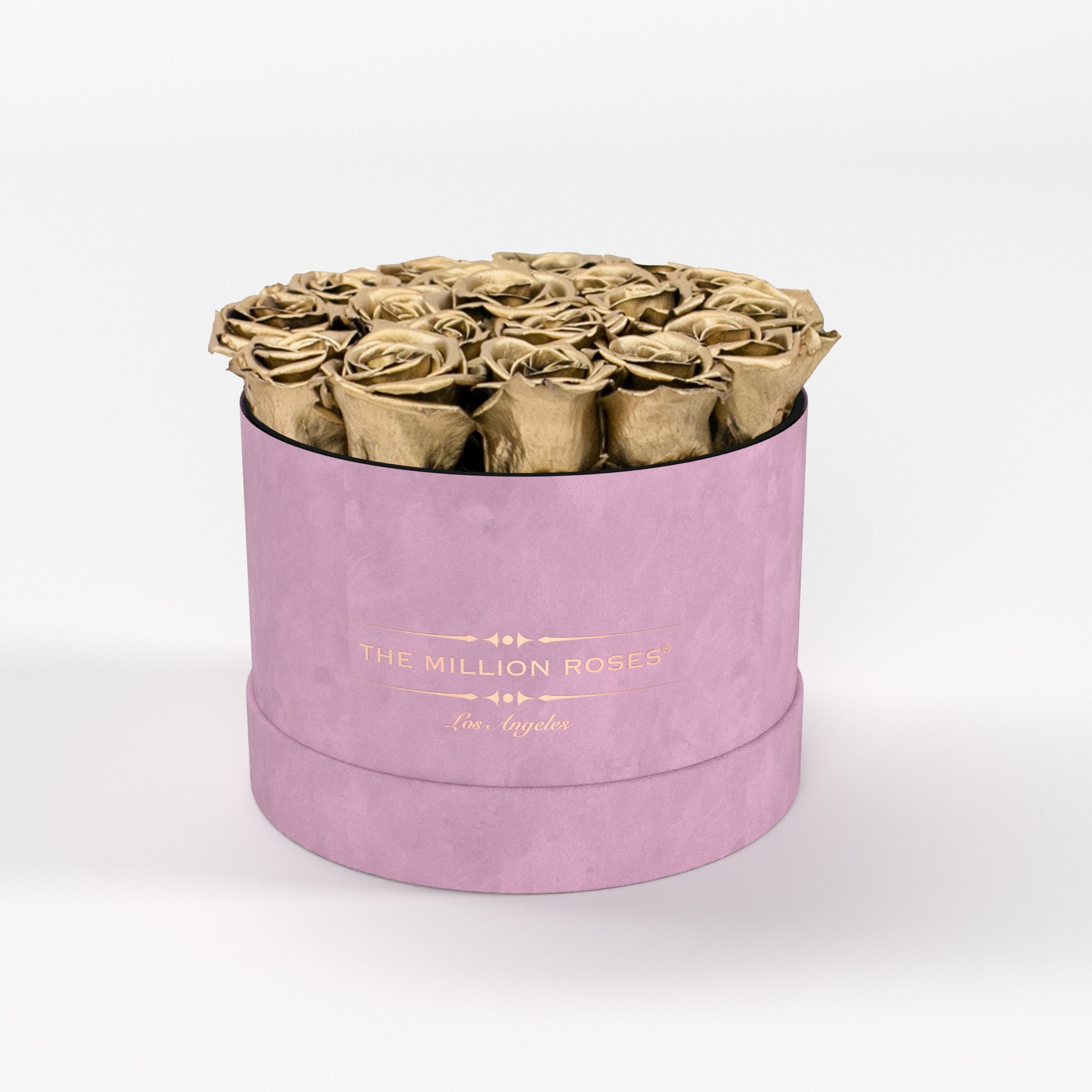 ( LA ) Light Pink - Suede - Classic Box with Gold Roses Kit - the million roses