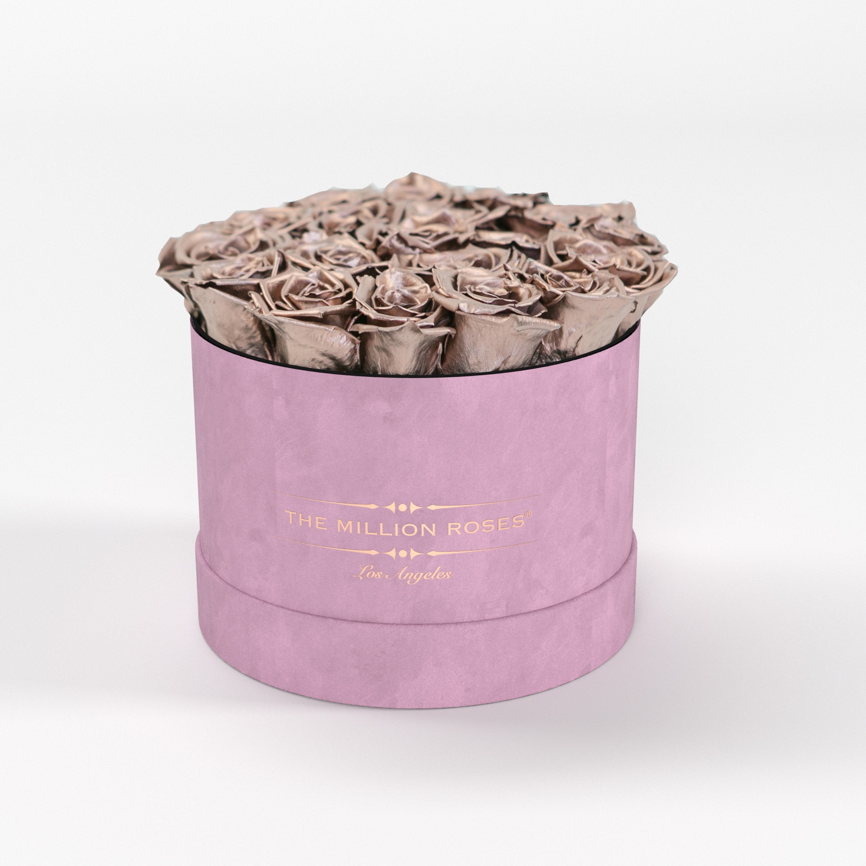 ( LA ) Light Pink - Suede - Classic Box with Rose Gold Roses Kit - the million roses