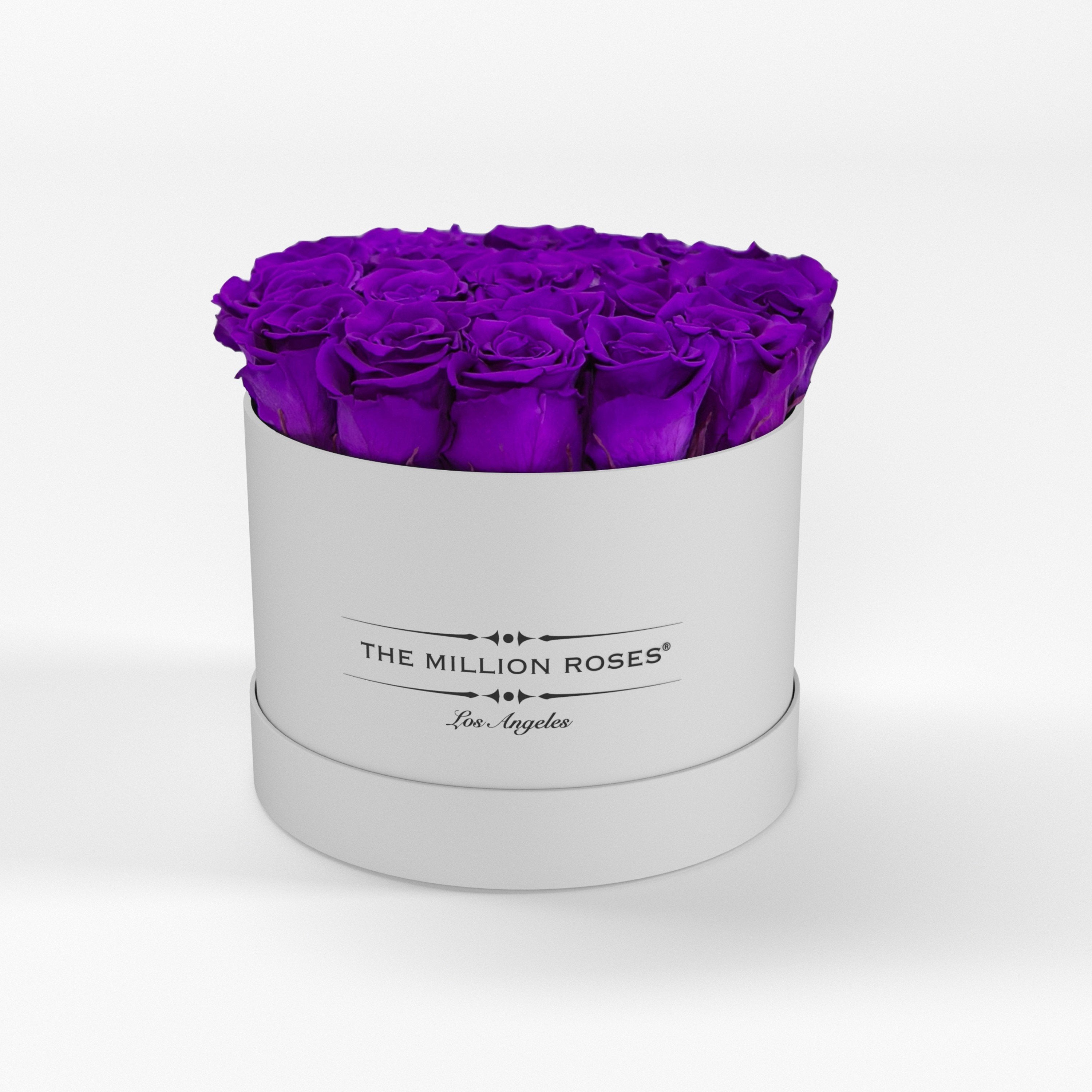 ( LA ) White - Classic Box with Bright Purple Roses Kit - the million roses