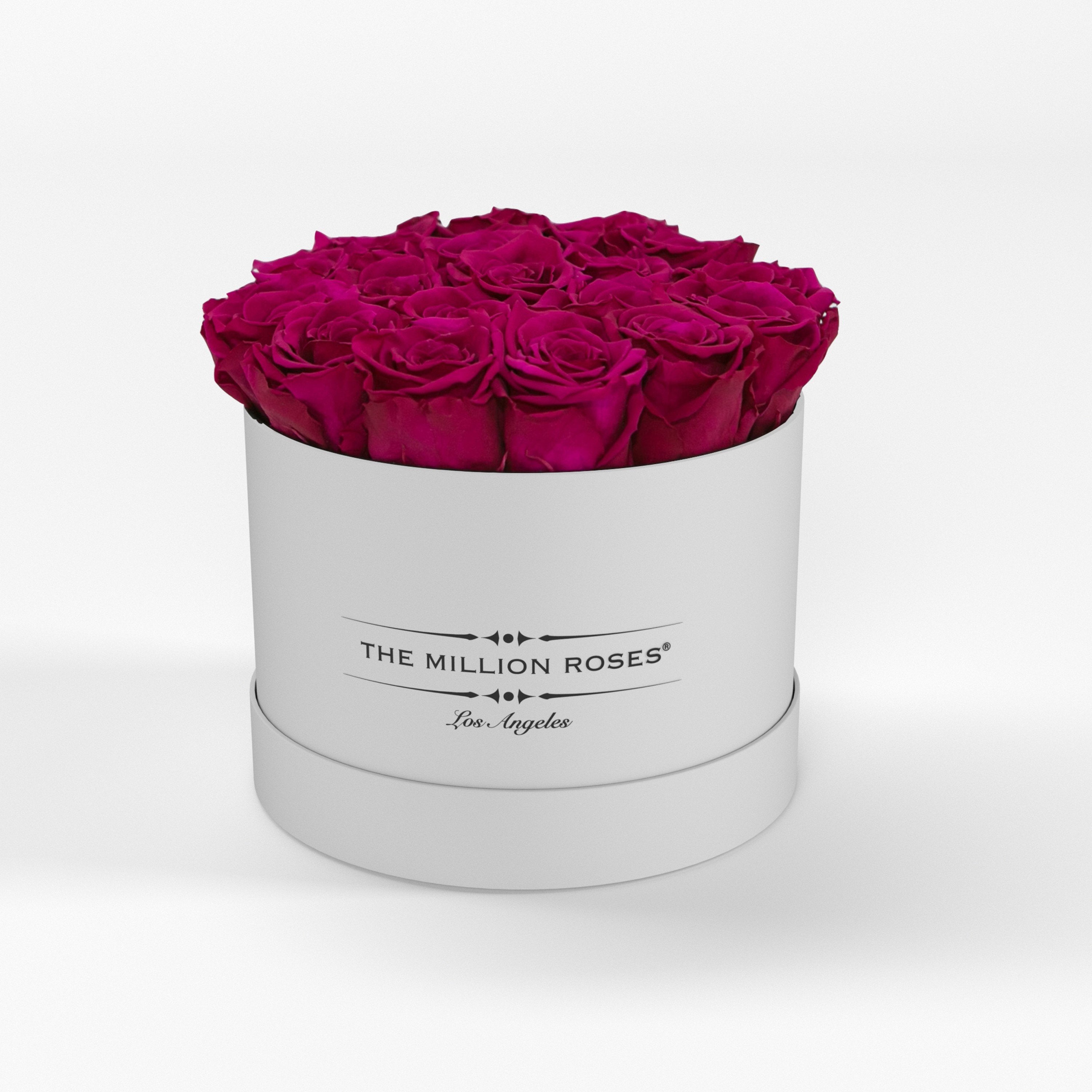 ( LA ) White - Classic Box with Magenta Roses Kit - the million roses
