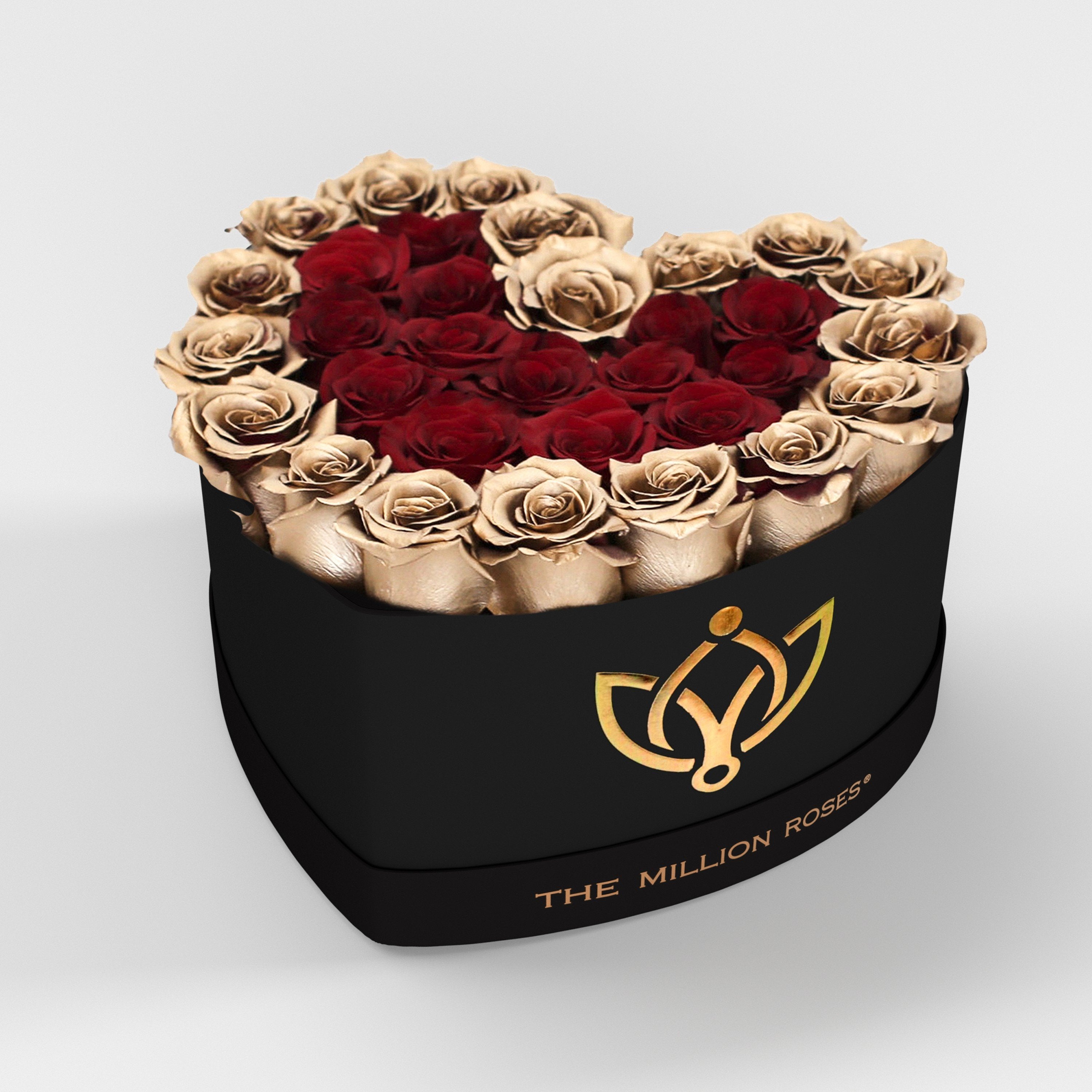 LOVE box - black - 24k gold&red roses
