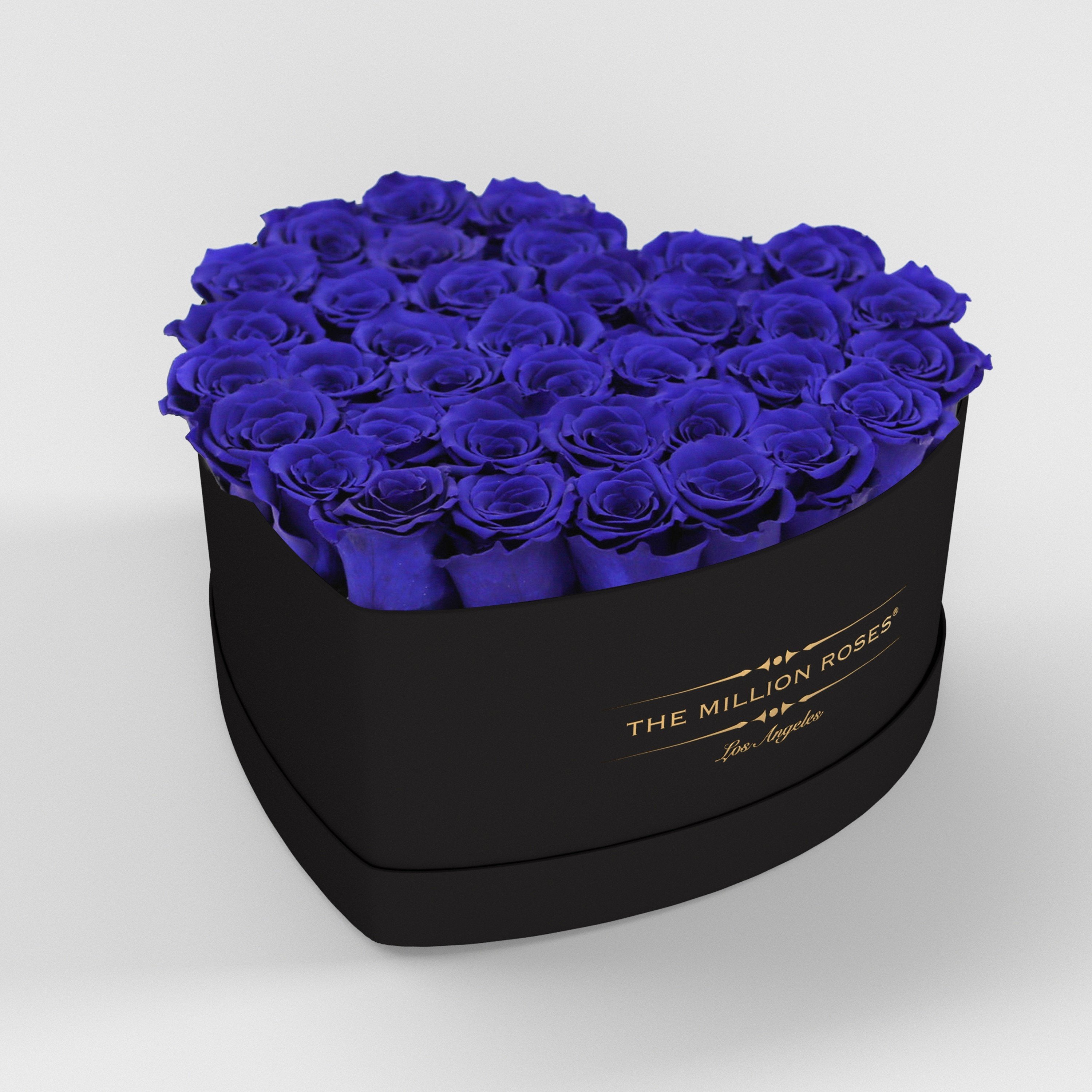 ( LA ) Black - Love Box with Royal Blue Roses Kit - the million roses