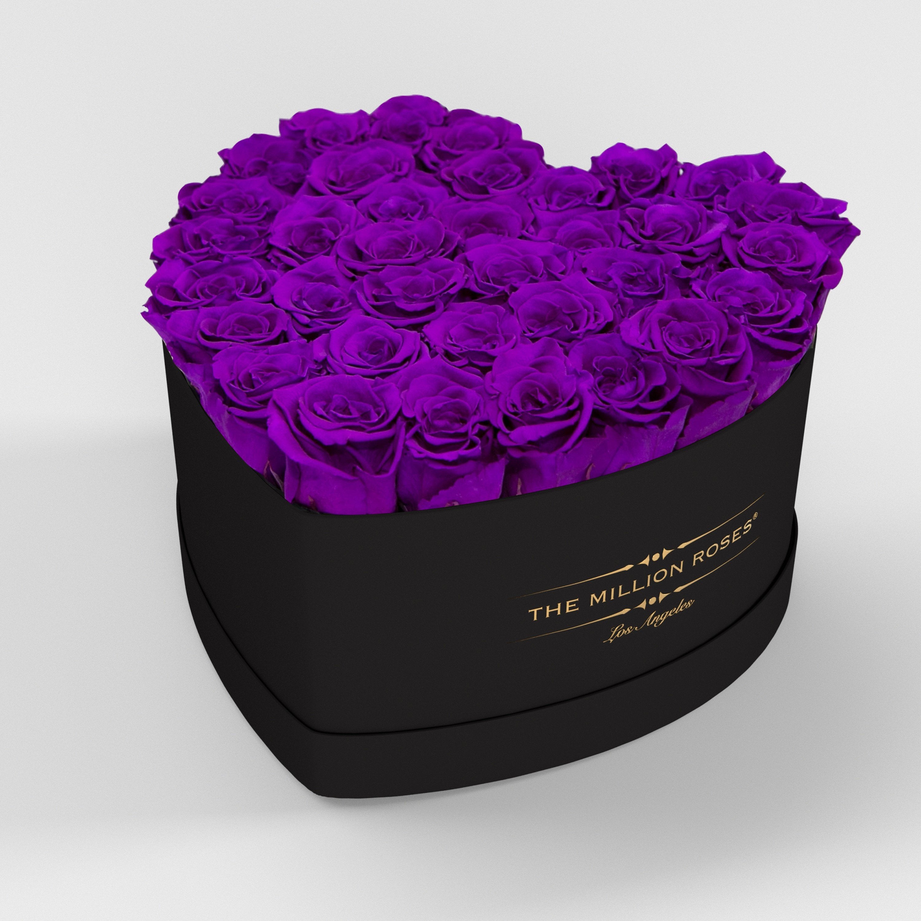 ( LA ) Black - Love Box with Bright Purple Roses Kit - the million roses