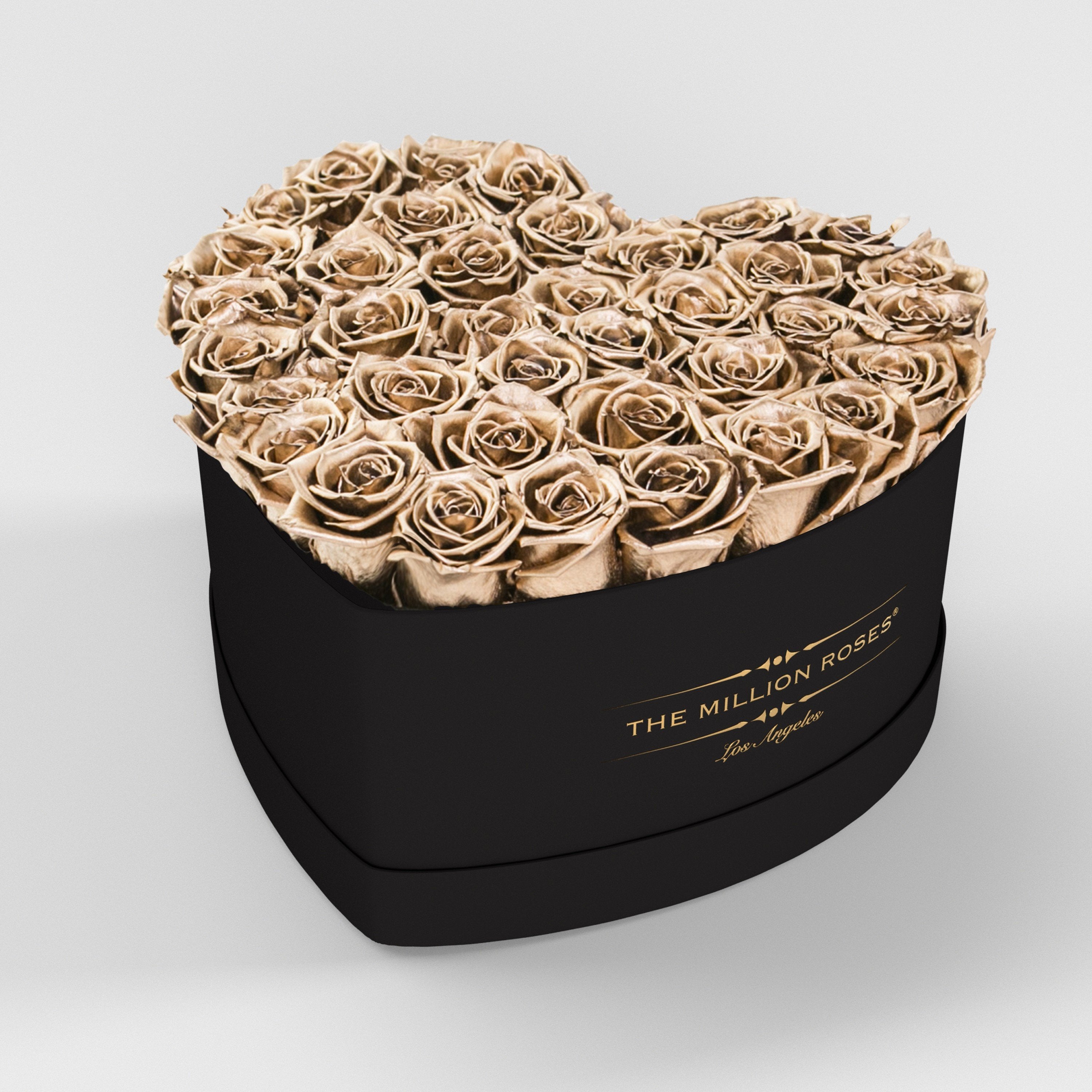 ( LA ) Black - Love Box with Gold Roses Kit - the million roses