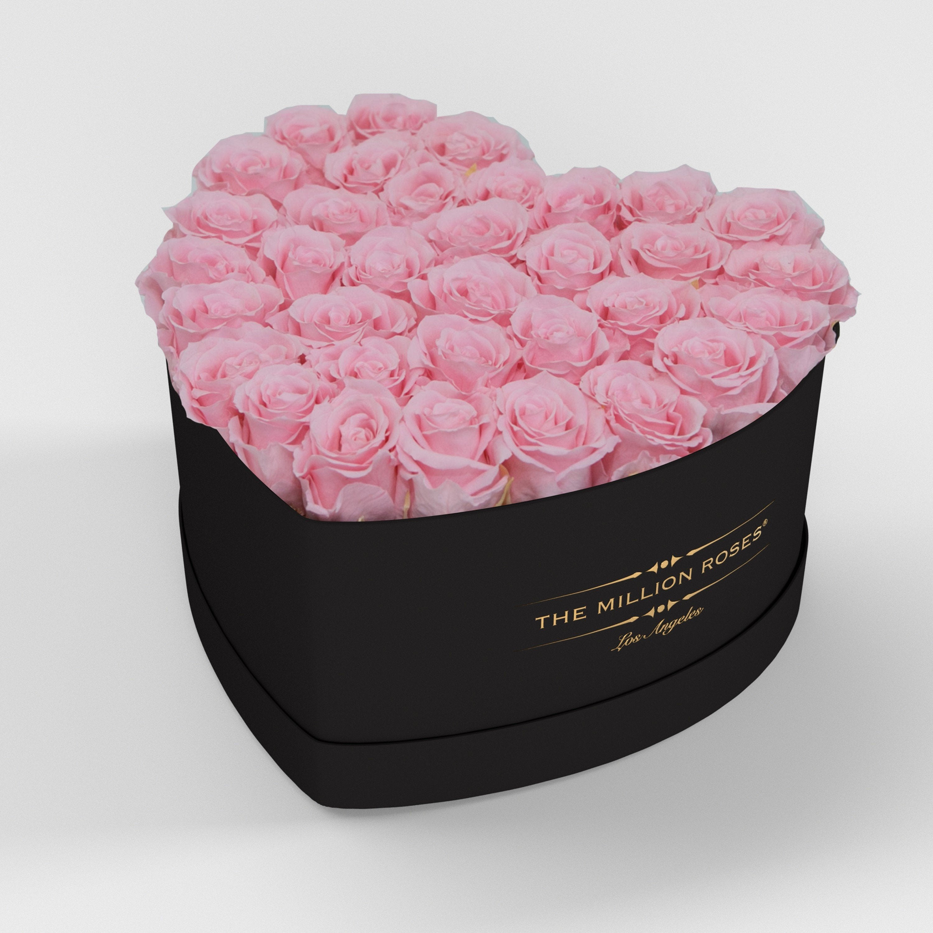 ( LA ) Black - Love Box with Light Pink Roses Kit - the million roses
