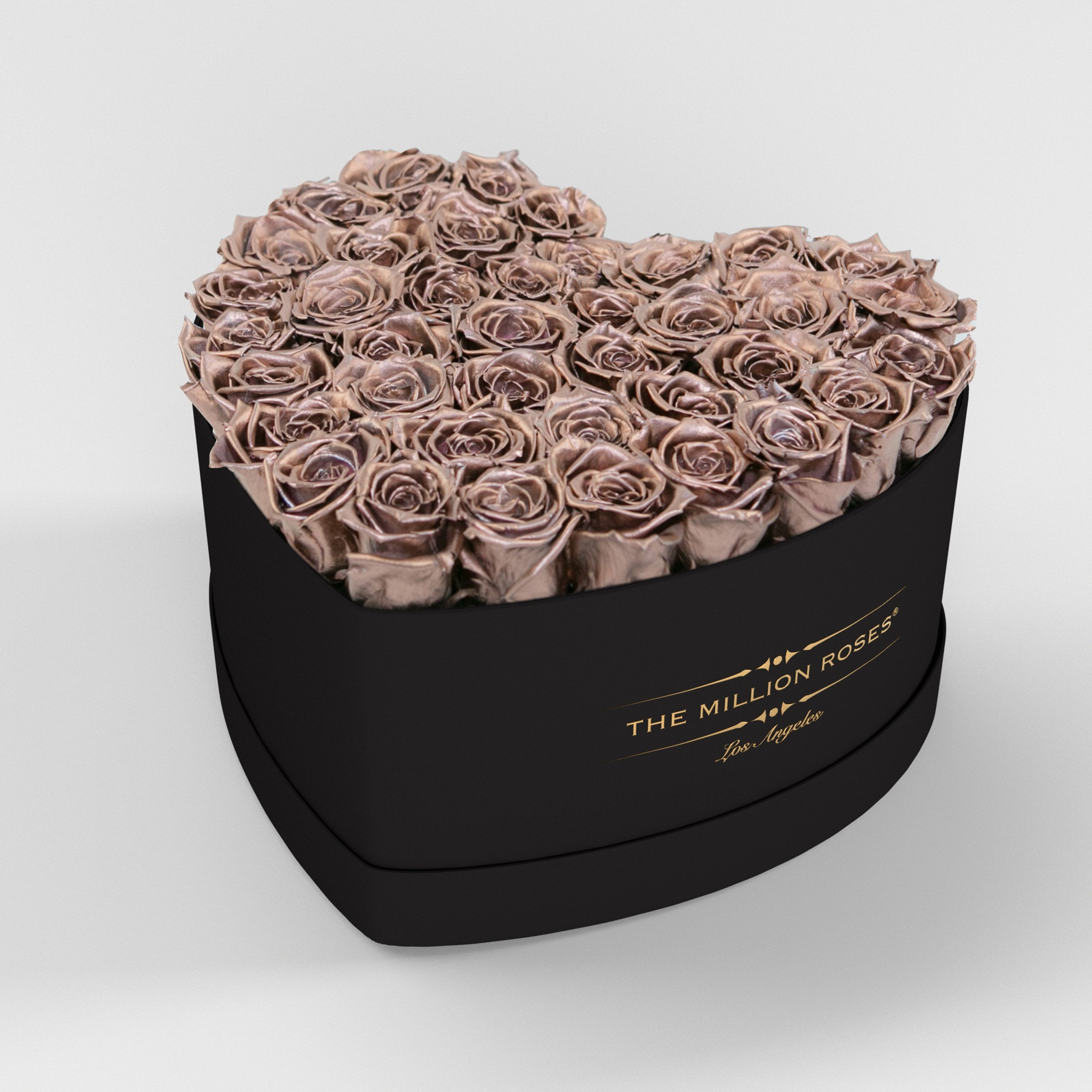 ( LA ) Black - Love Box with Rose Gold Roses Kit - the million roses