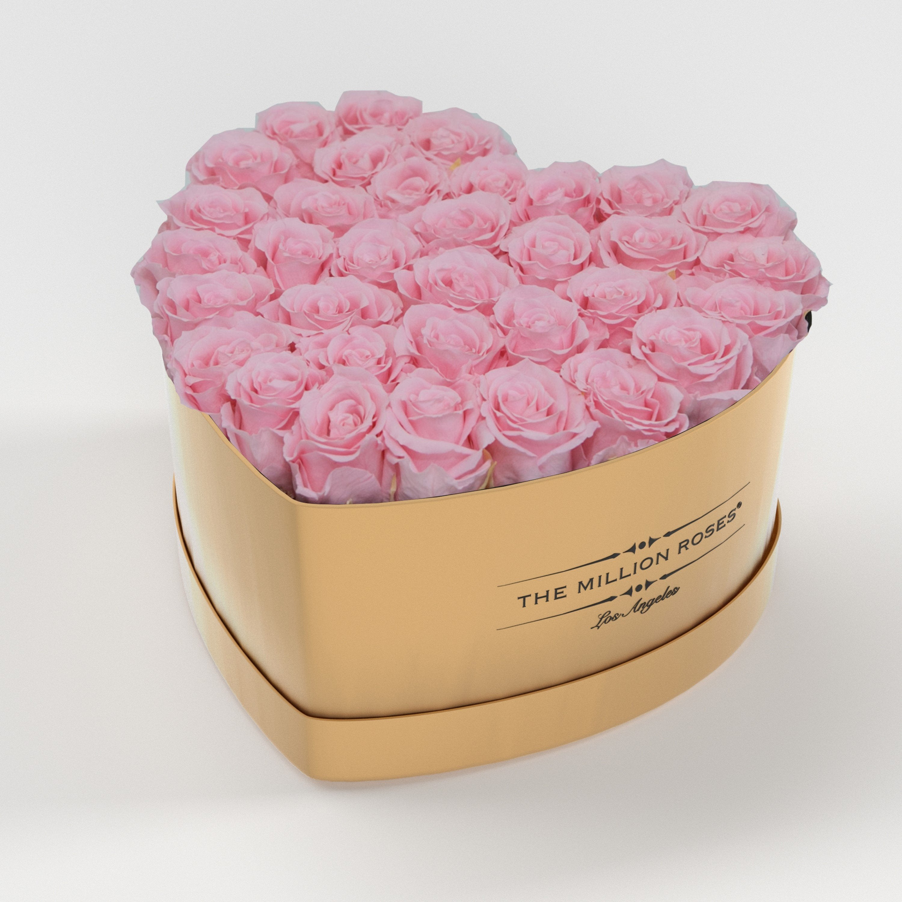 ( LA ) Gold - Love Box with Light Pink Roses Kit - the million roses