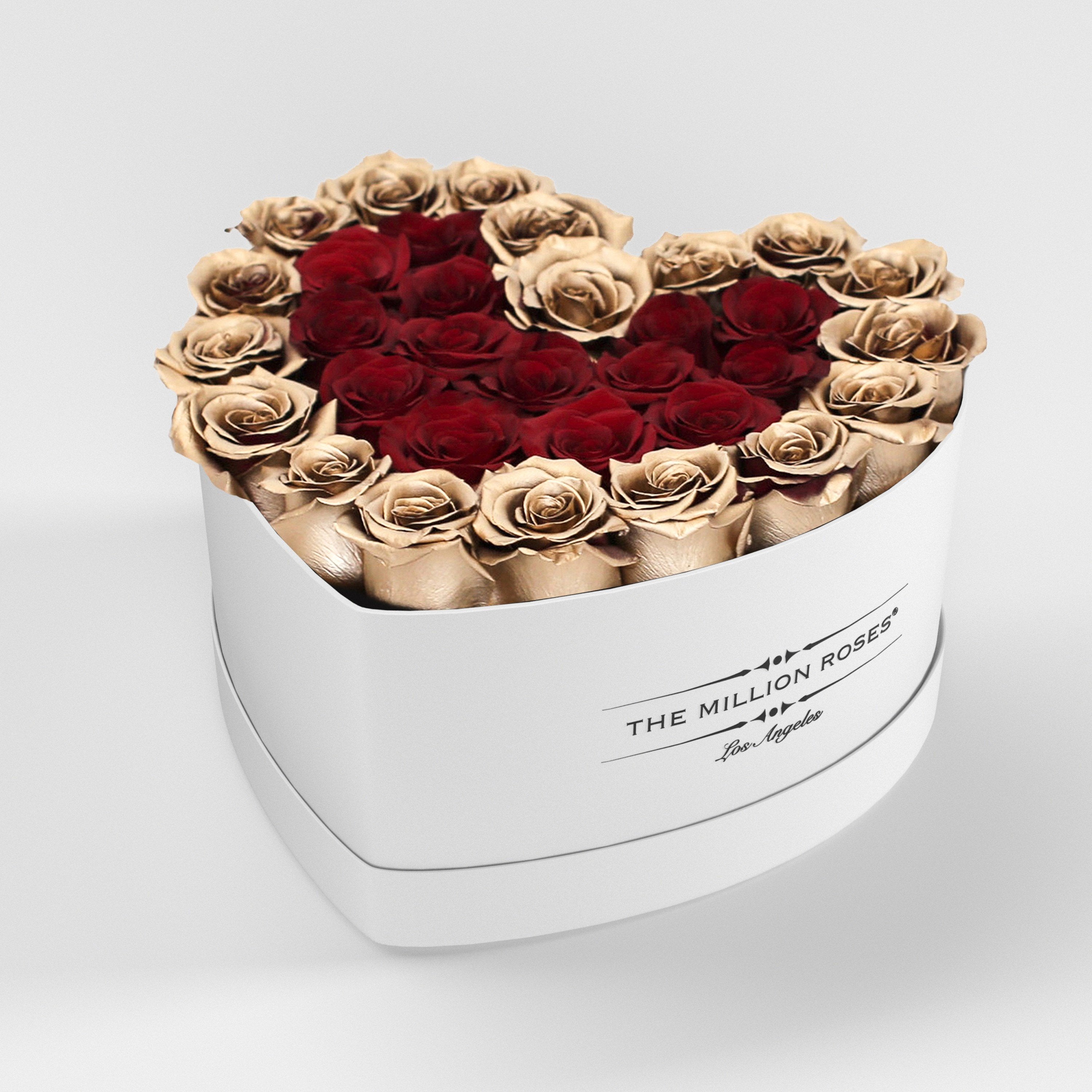 LOVE box - ( LA ) white - 24k gold&red roses