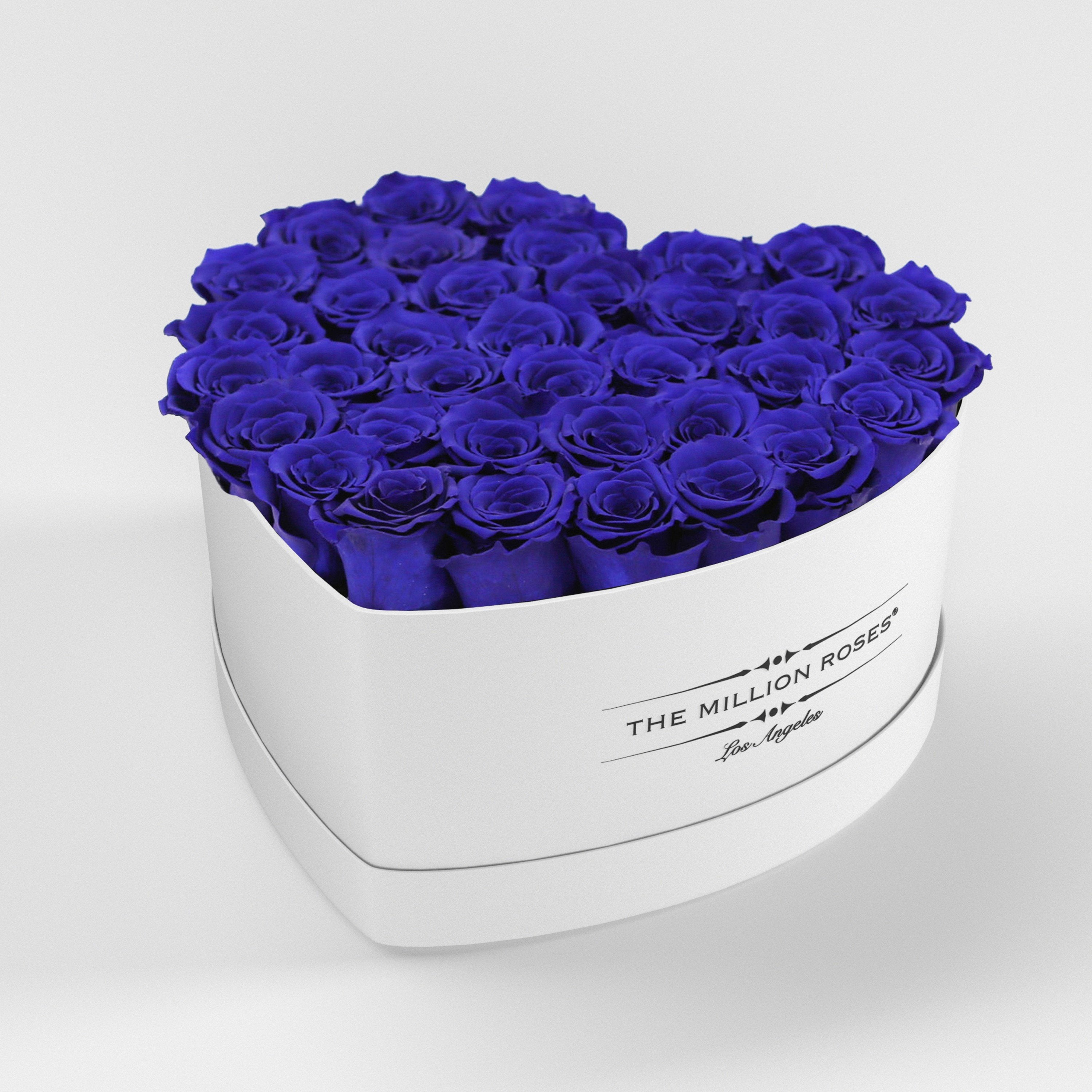 ( LA ) White - Love Box with Royal Blue Roses Kit - the million roses