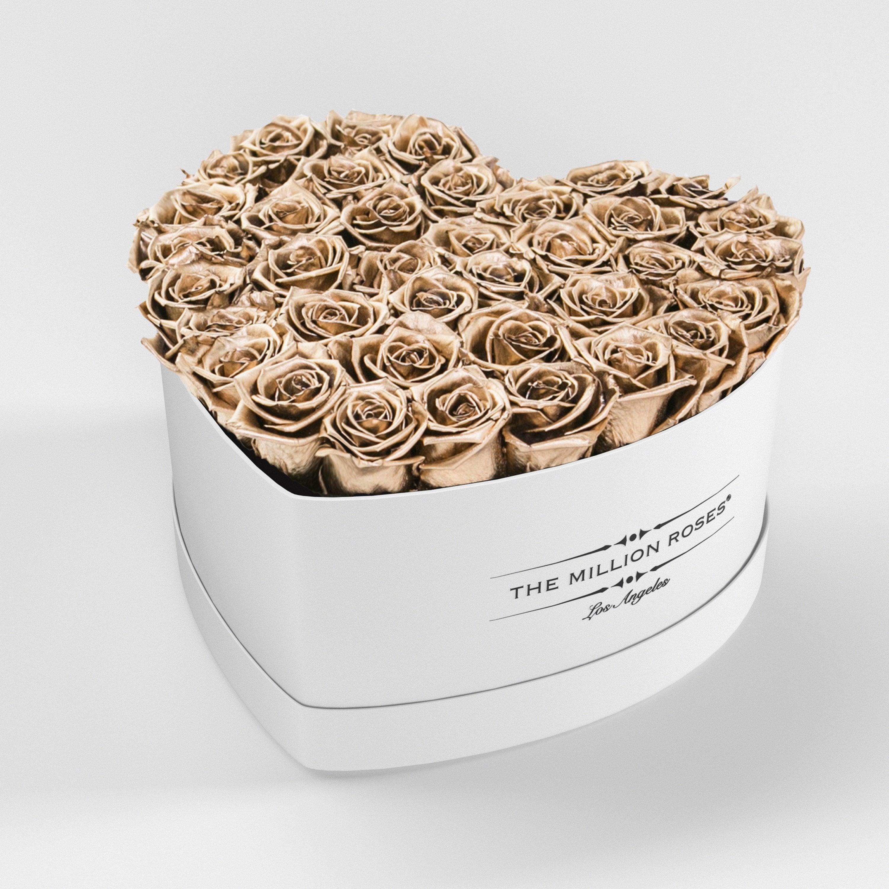 ( LA ) White - Love Box with Gold Roses Kit - the million roses