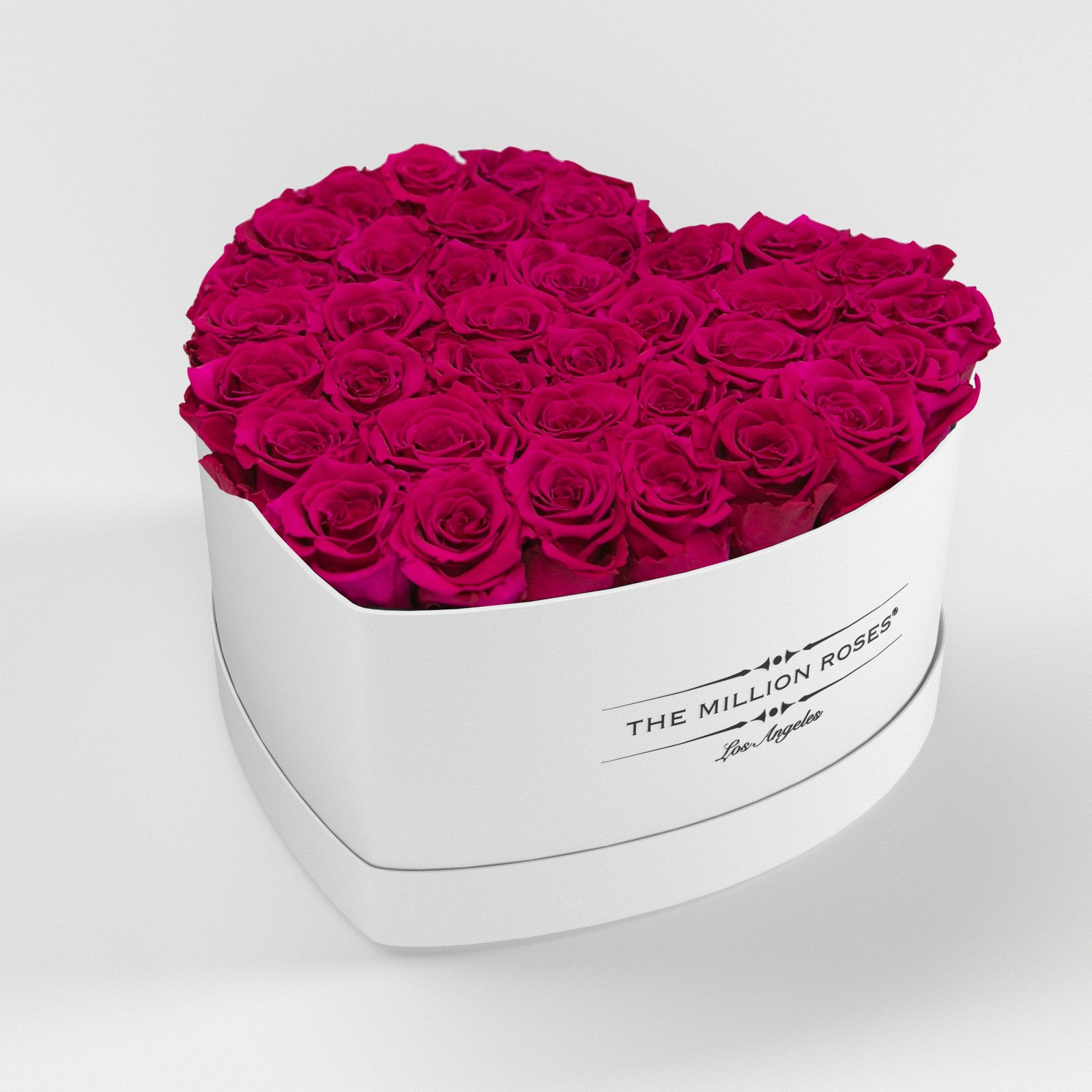 ( LA ) White - Love Box with Magenta Roses Kit - the million roses