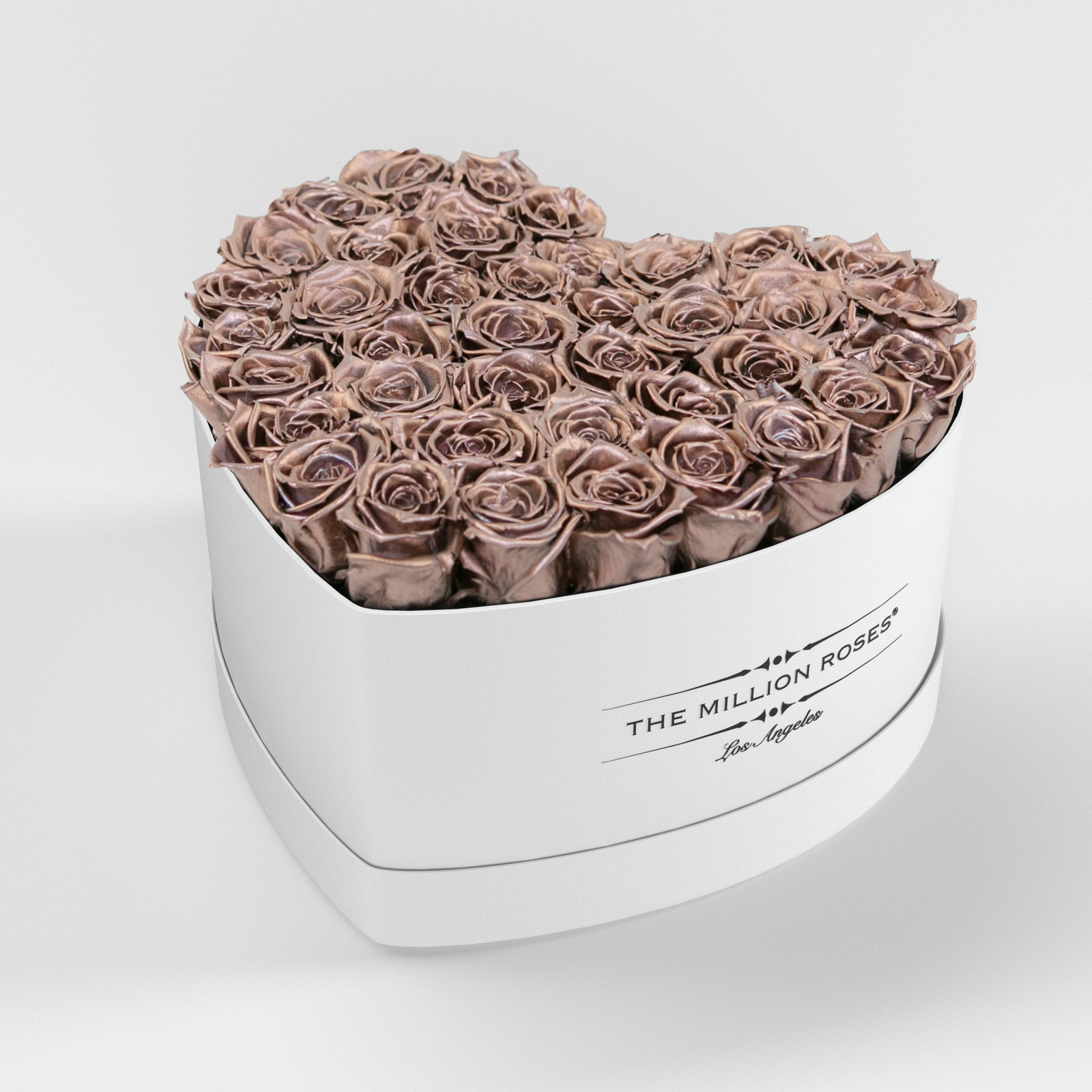 ( LA ) White - Love Box with Rose Gold Roses Kit - the million roses
