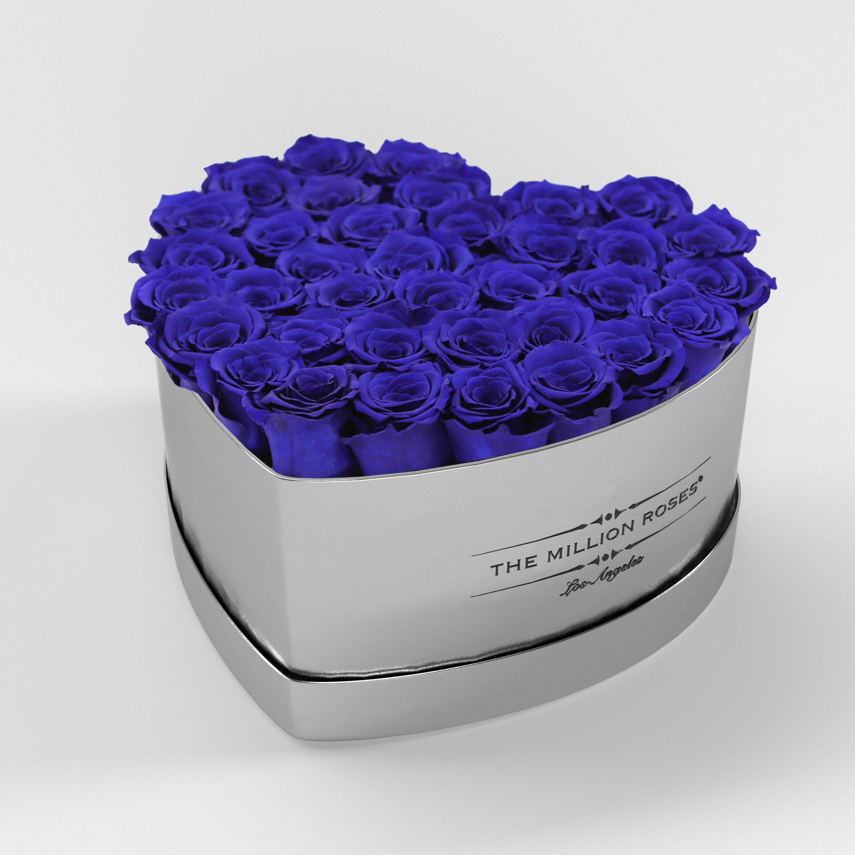 ( LA ) Silver - Love Box with Royal Blue Roses Kit - the million roses