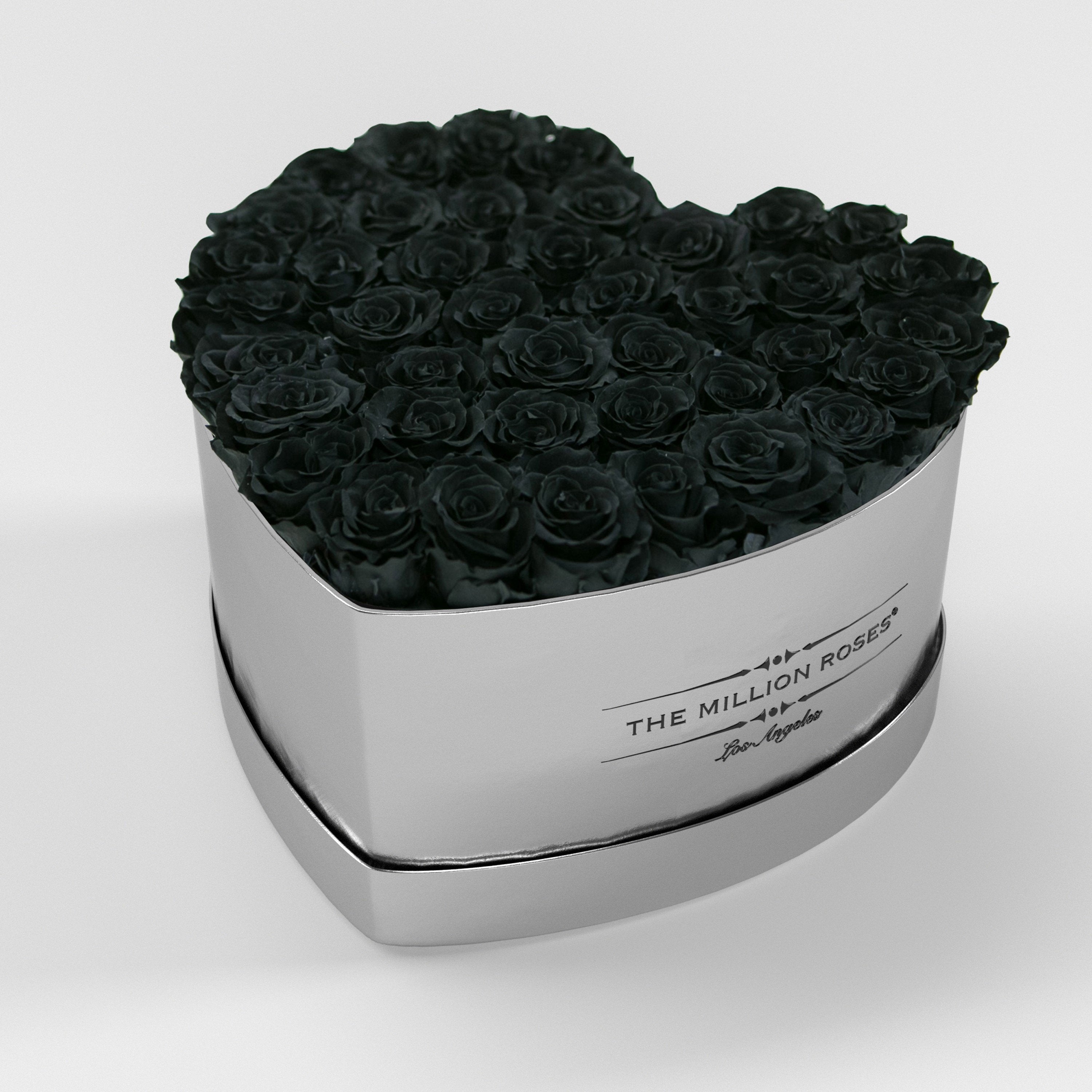 ( LA ) Silver - Love Box with Black Roses Kit - the million roses