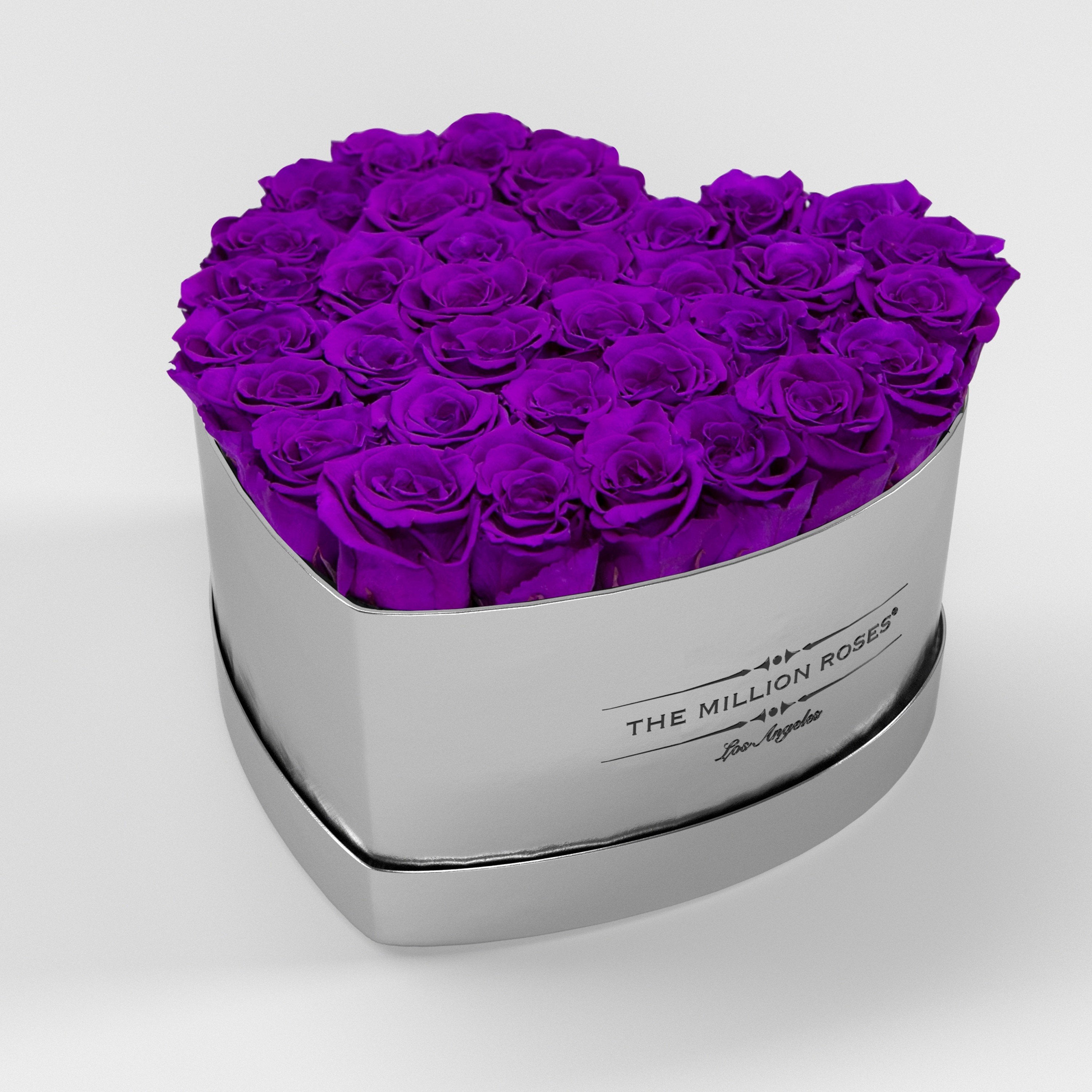 ( LA ) Silver - Love Box with Bright Purple Roses Kit - the million roses