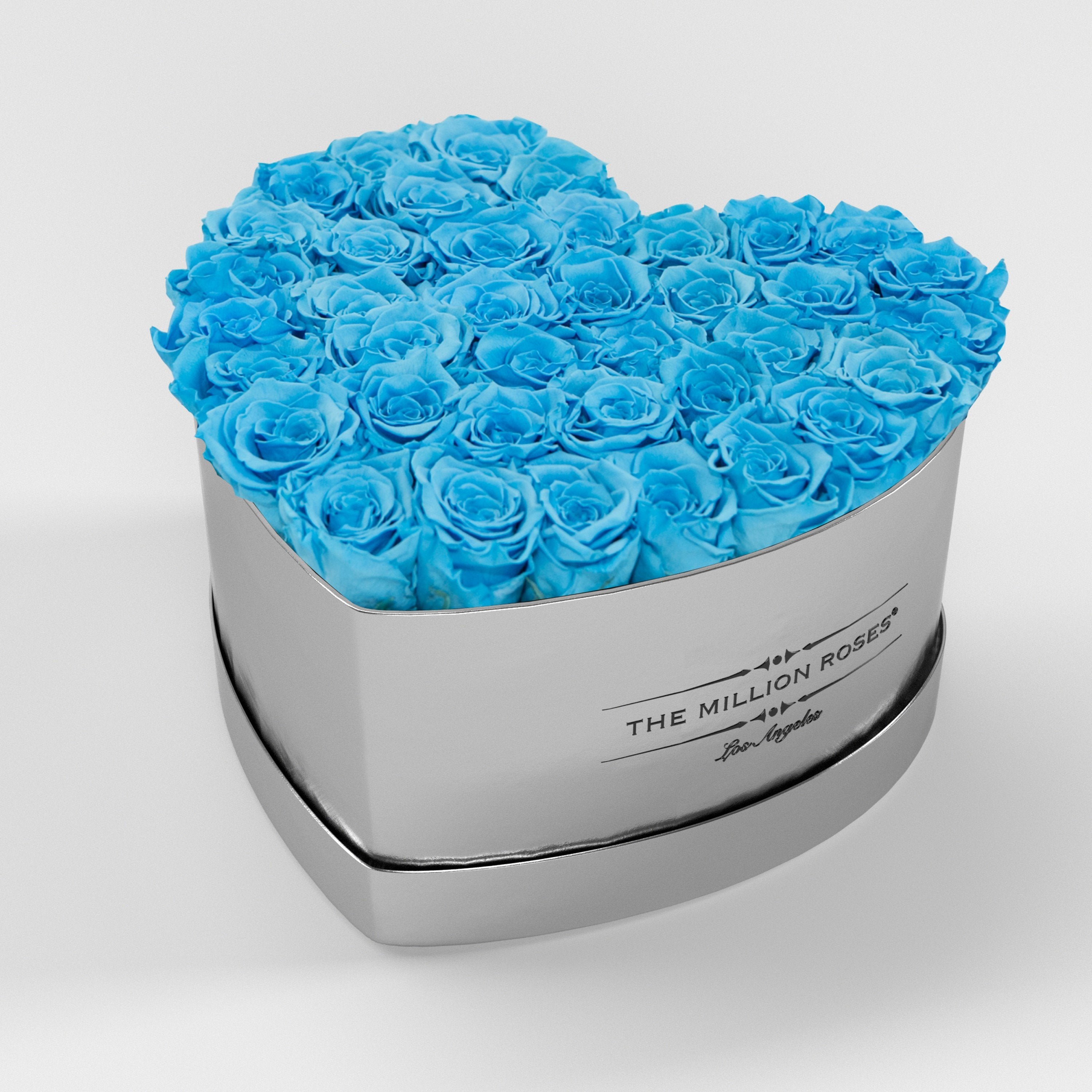 ( LA ) Silver - Love Box with Light Blue Roses Kit - the million roses
