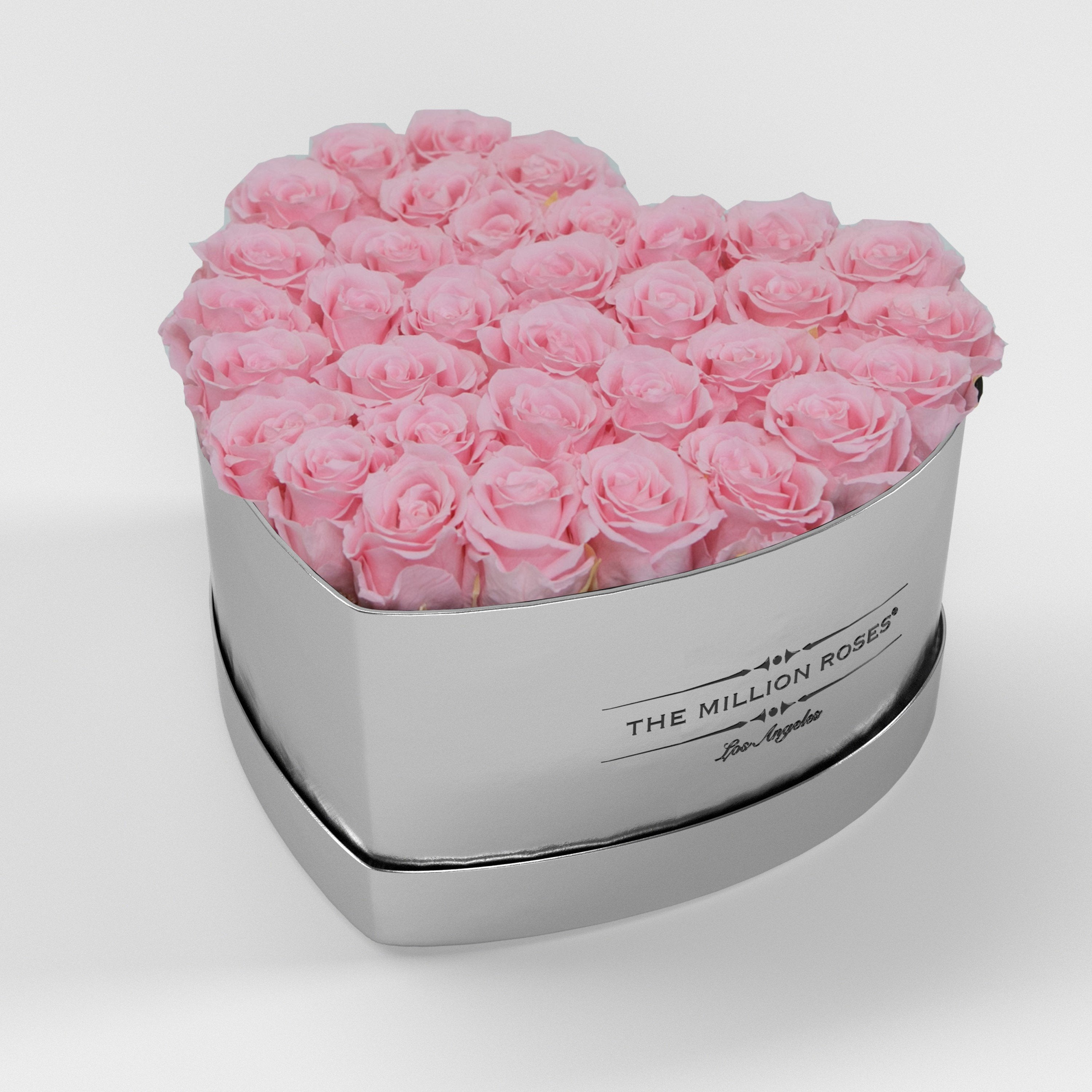 ( LA ) Silver - Love Box with Light Pink Roses Kit - the million roses