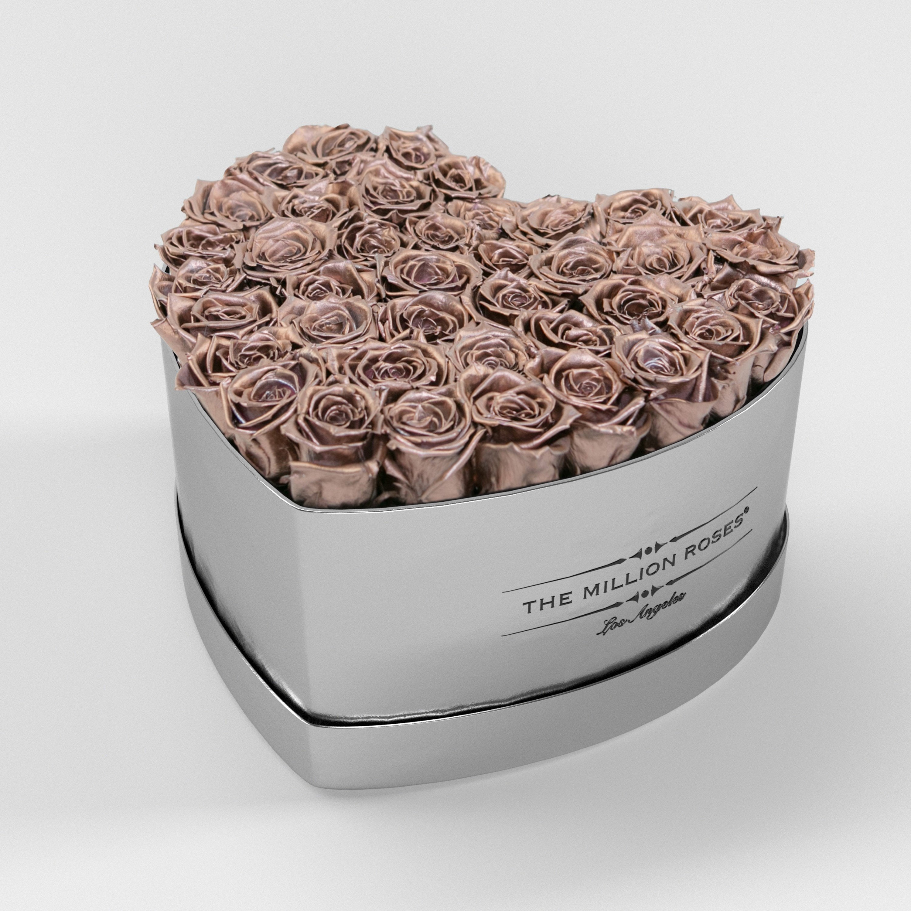 ( LA ) Silver - Love Box with Rose Gold Roses Kit - the million roses