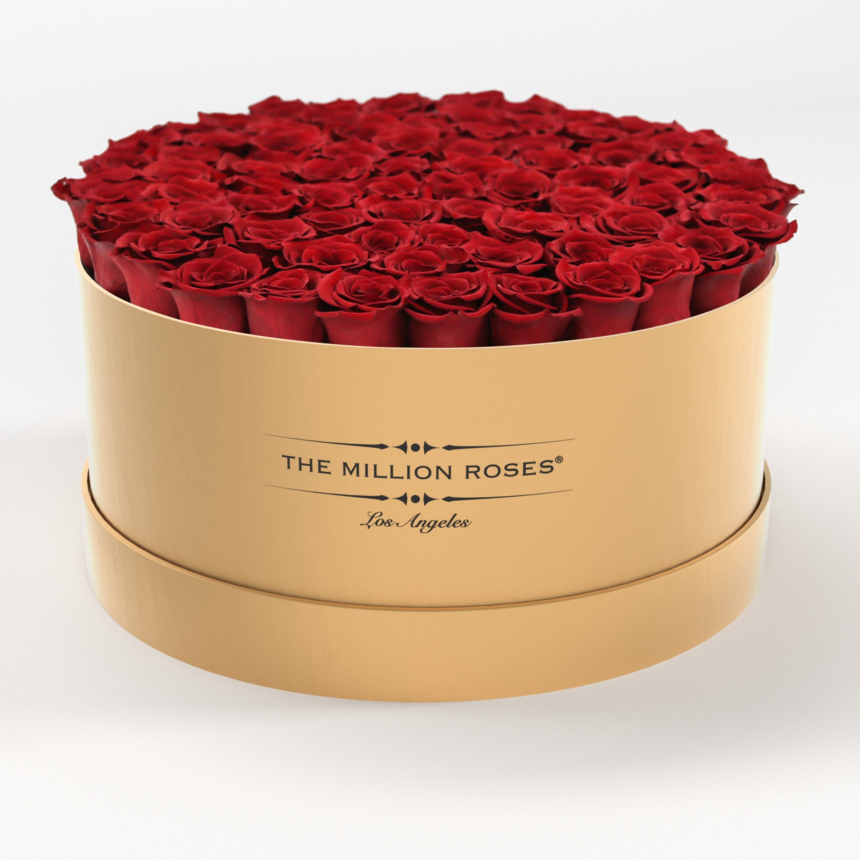 ( LA ) Gold- Deluxe Box with Red Roses Kit - the million roses