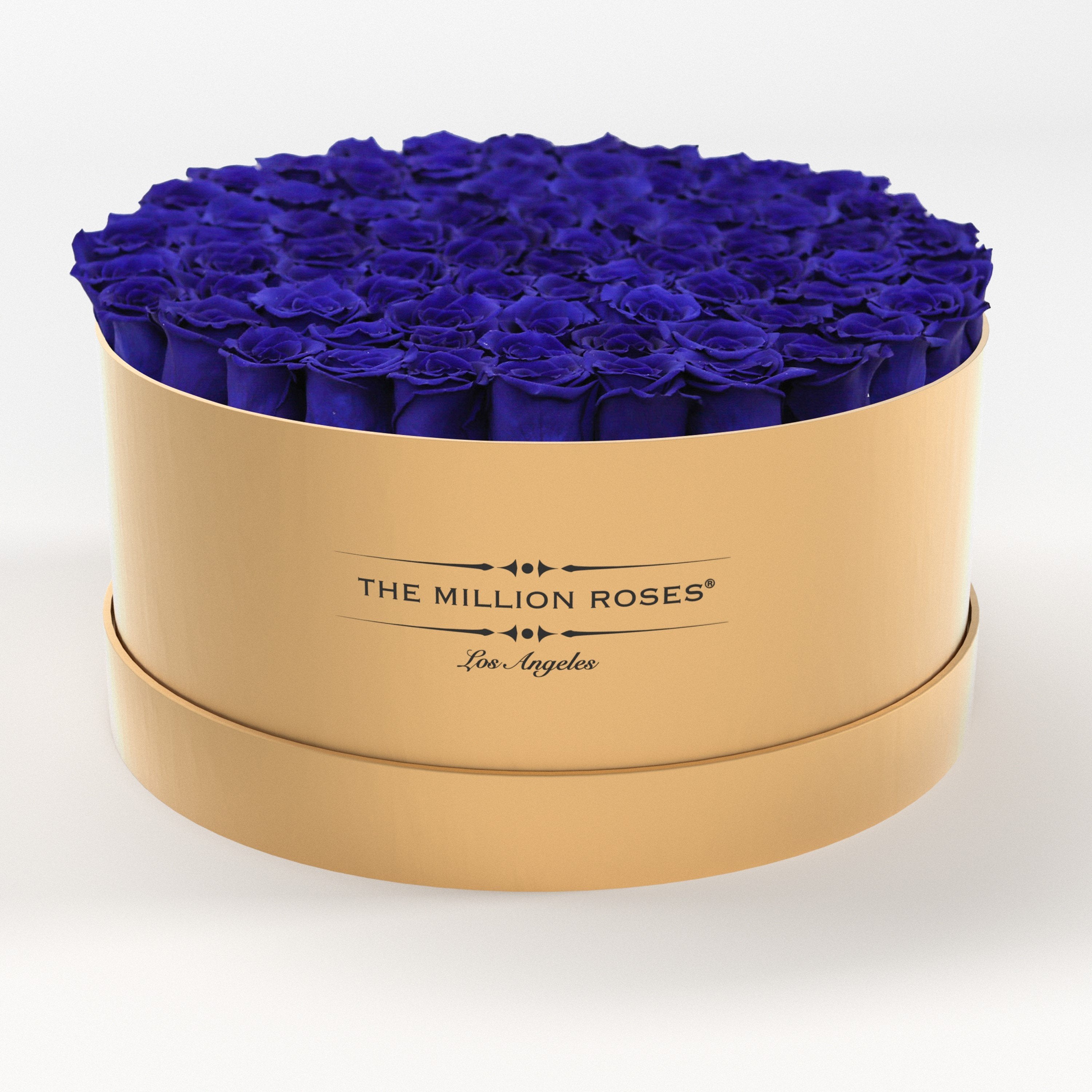 ( LA ) Gold - Deluxe Box with Royal Blue Roses Kit - the million roses