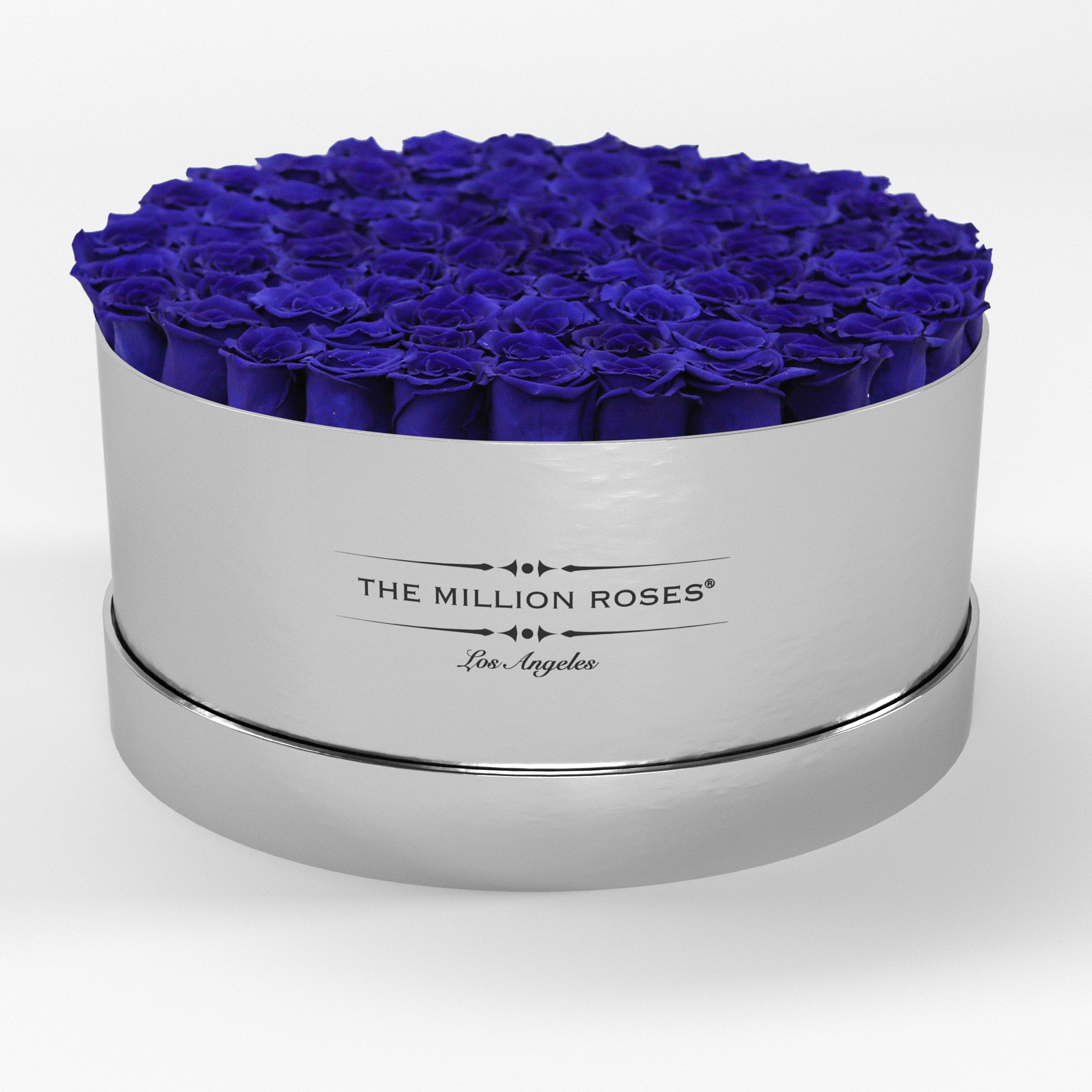 ( LA ) Silver - Deluxe Box with Royal Blue Roses Kit - the million roses