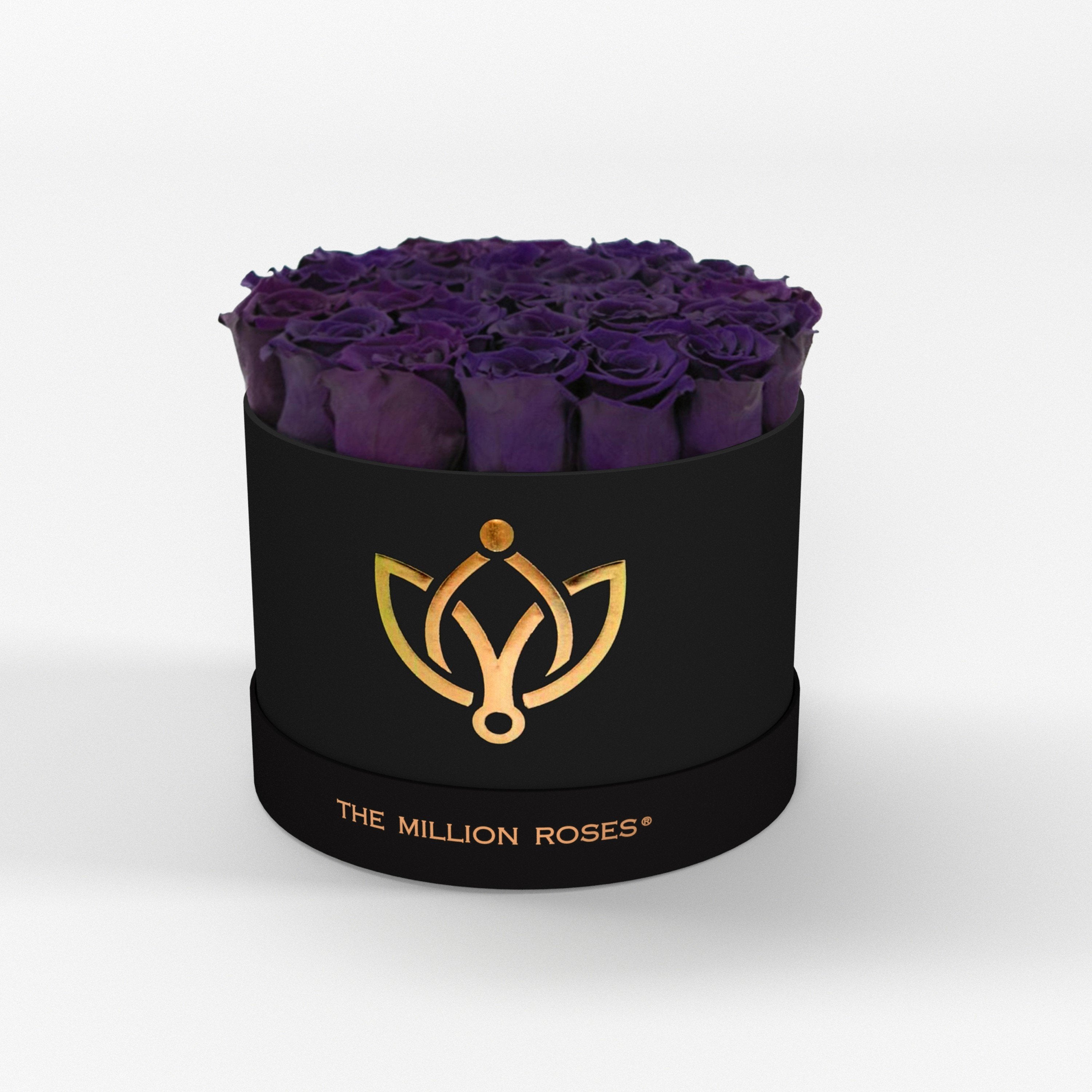 Black - Classic Box with Dark Purple Roses Kit - the million roses