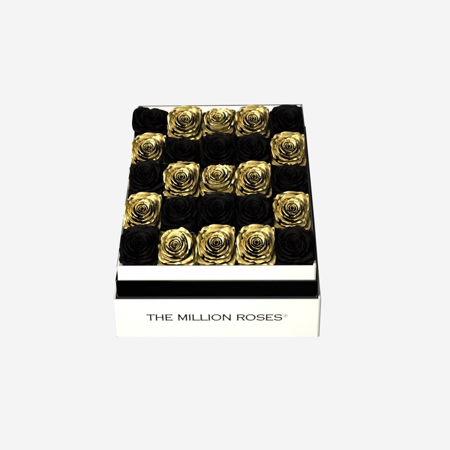 One In A Million™ Square White Box | Gold Roses | Heart & Alphanumeric