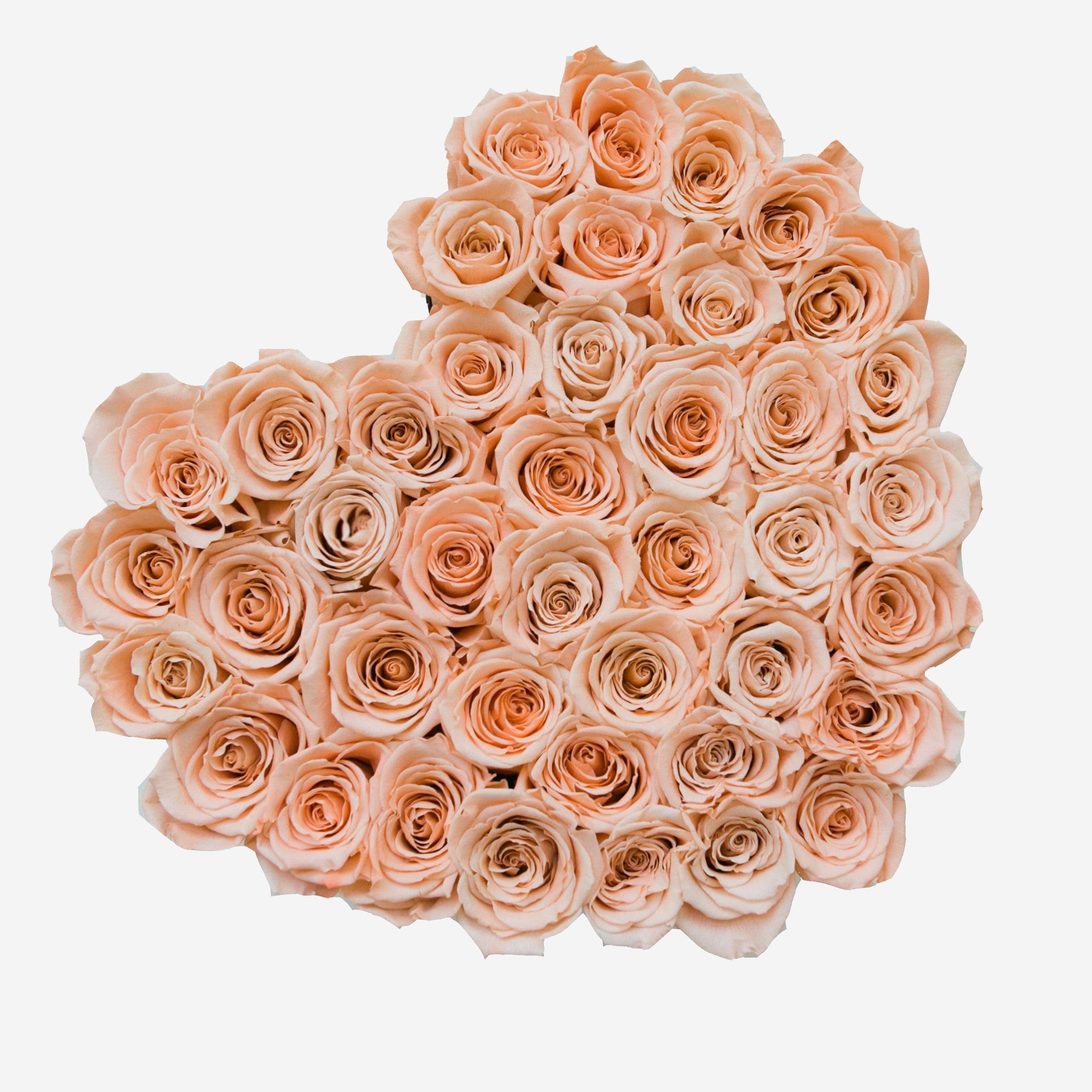Heart White Box | Peach Roses