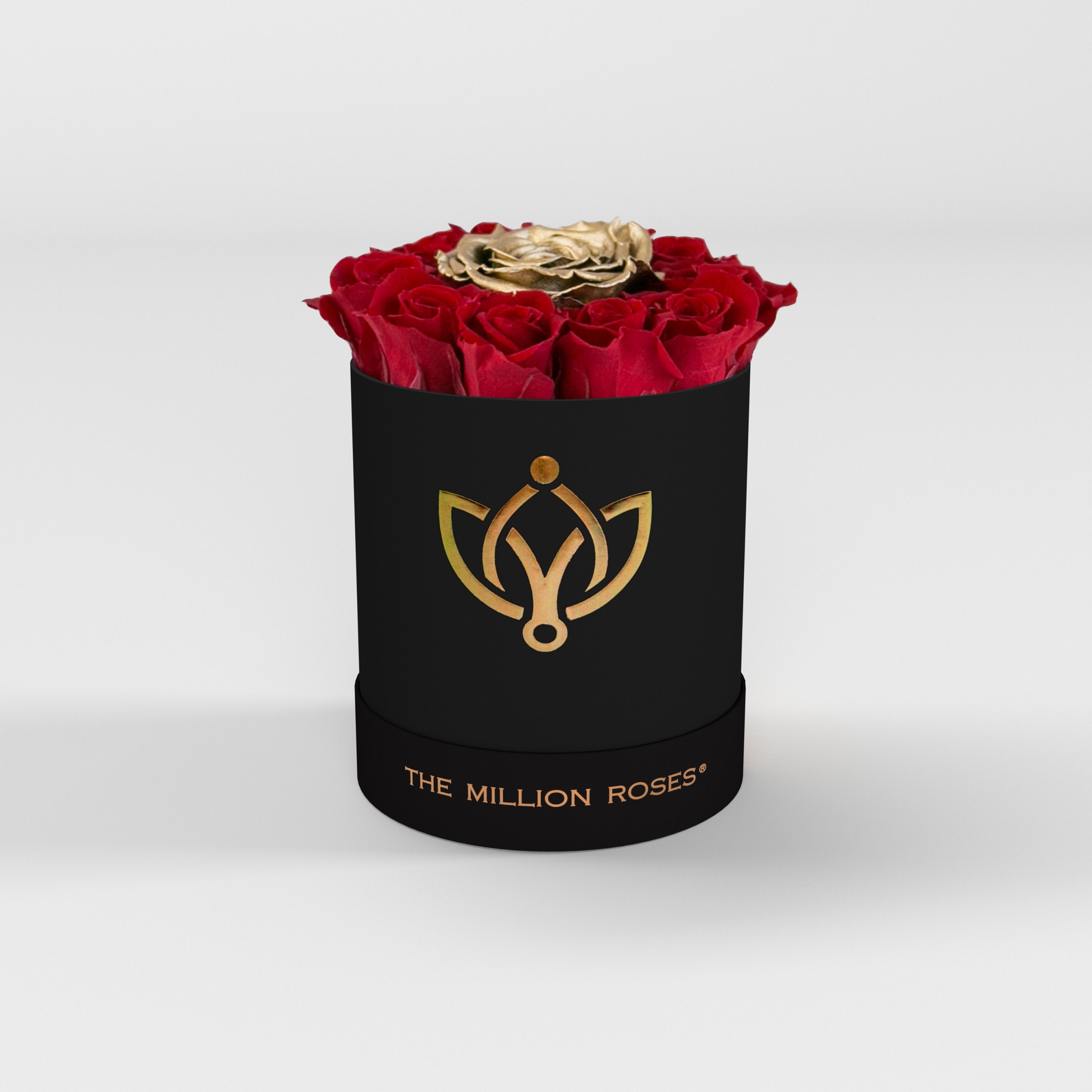 basic round box - black (flower logo) - red mini + 1 gold roses basic round - the million roses