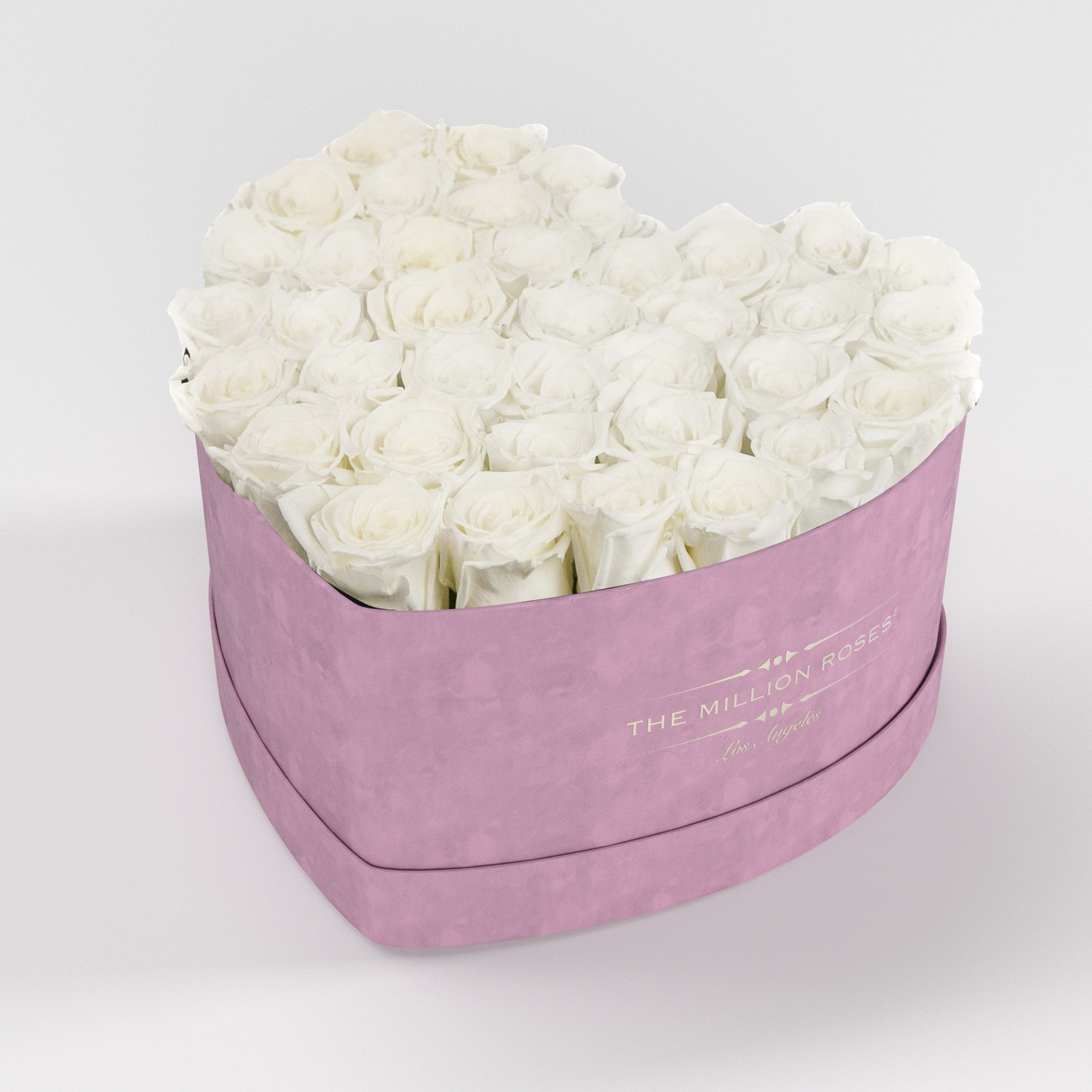 ( LA ) Light Pink - Suede - Love Box with White Roses Kit - the million roses