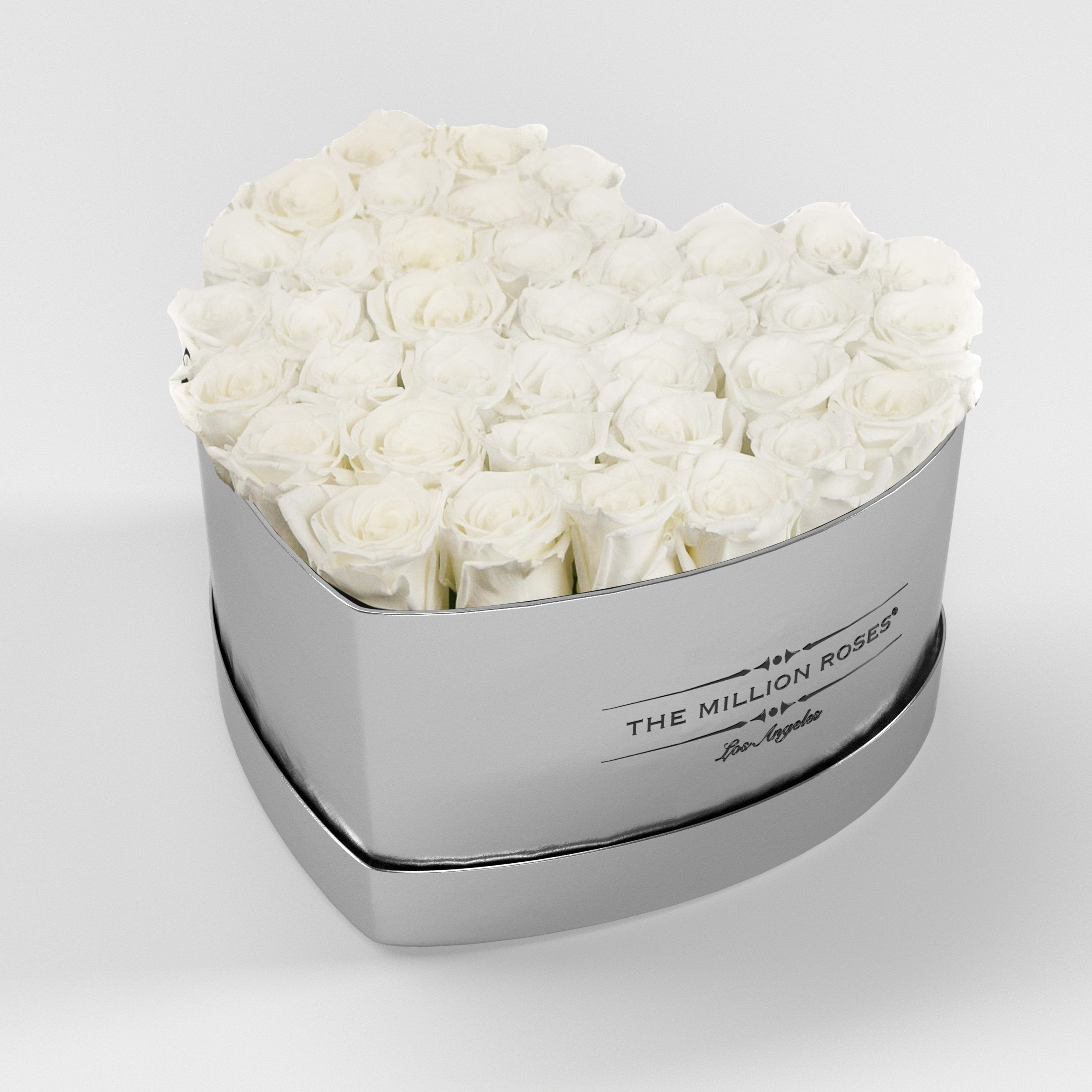 ( LA ) Silver - Love Box with White Roses Kit - the million roses