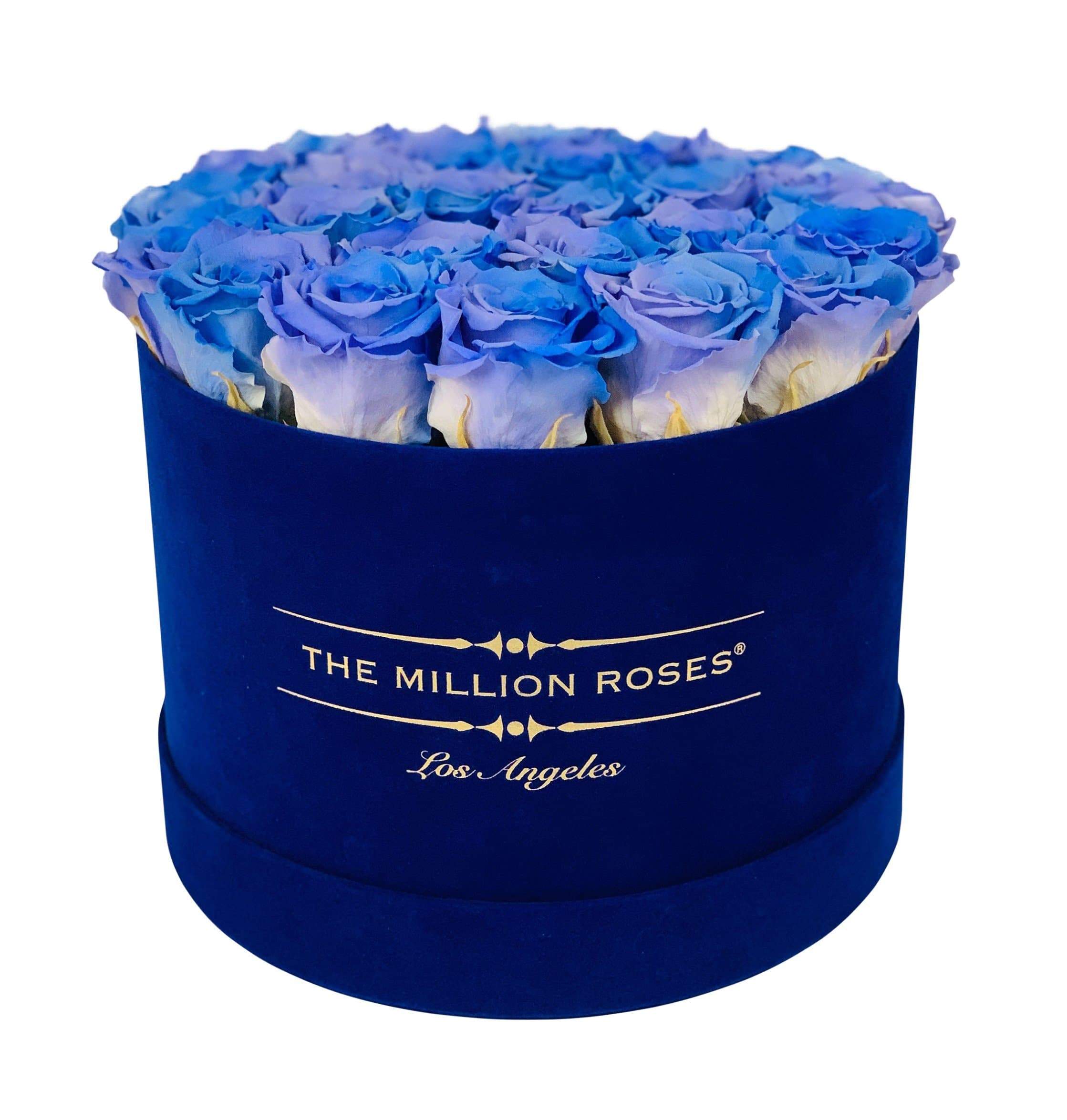 Supreme Royal Blue Suede Box | Violet Rainbow Roses - The Million Roses