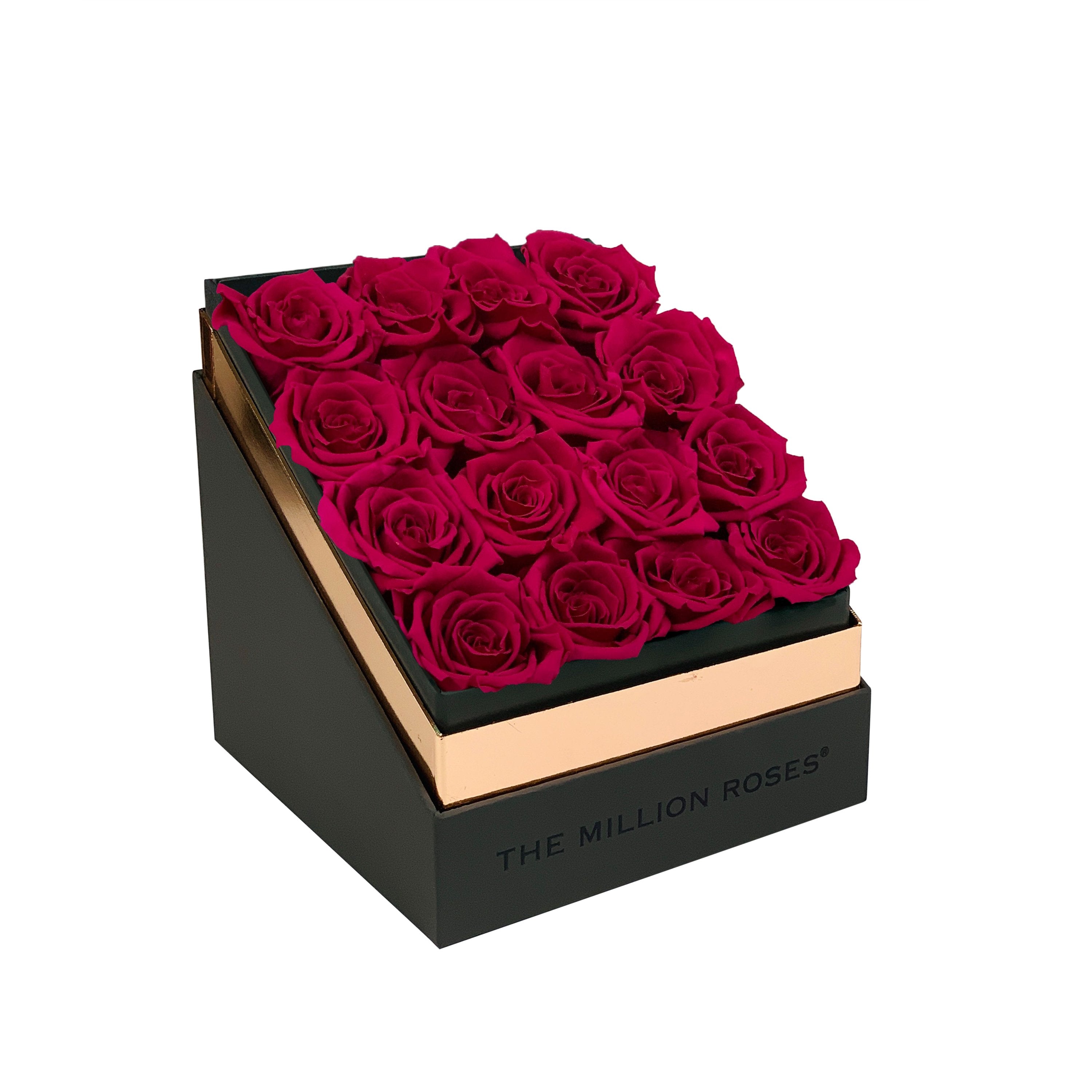 The Square - Gray Box - Magenta Roses
