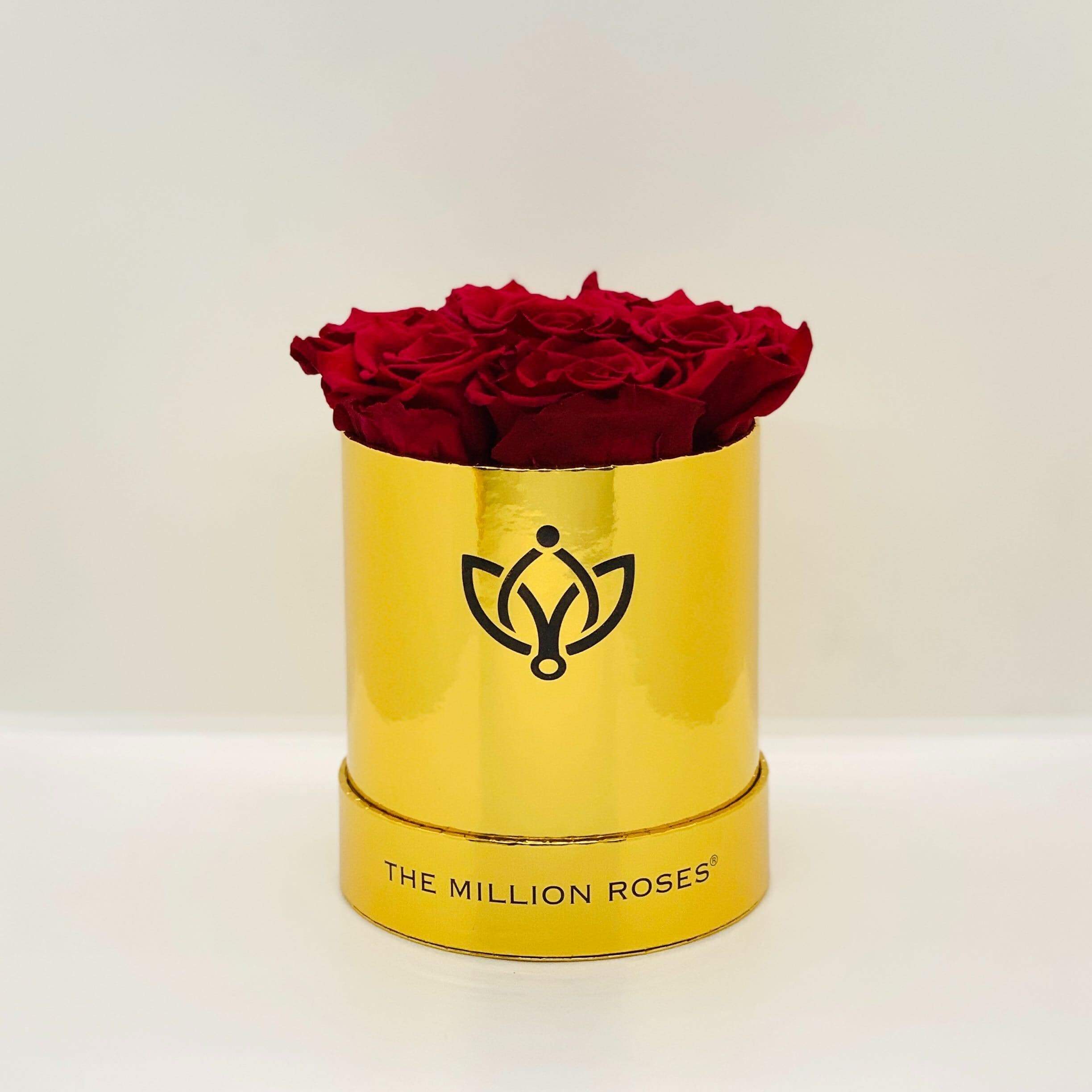 Basic Mirror Gold Box | Burgundy Roses - The Million Roses
