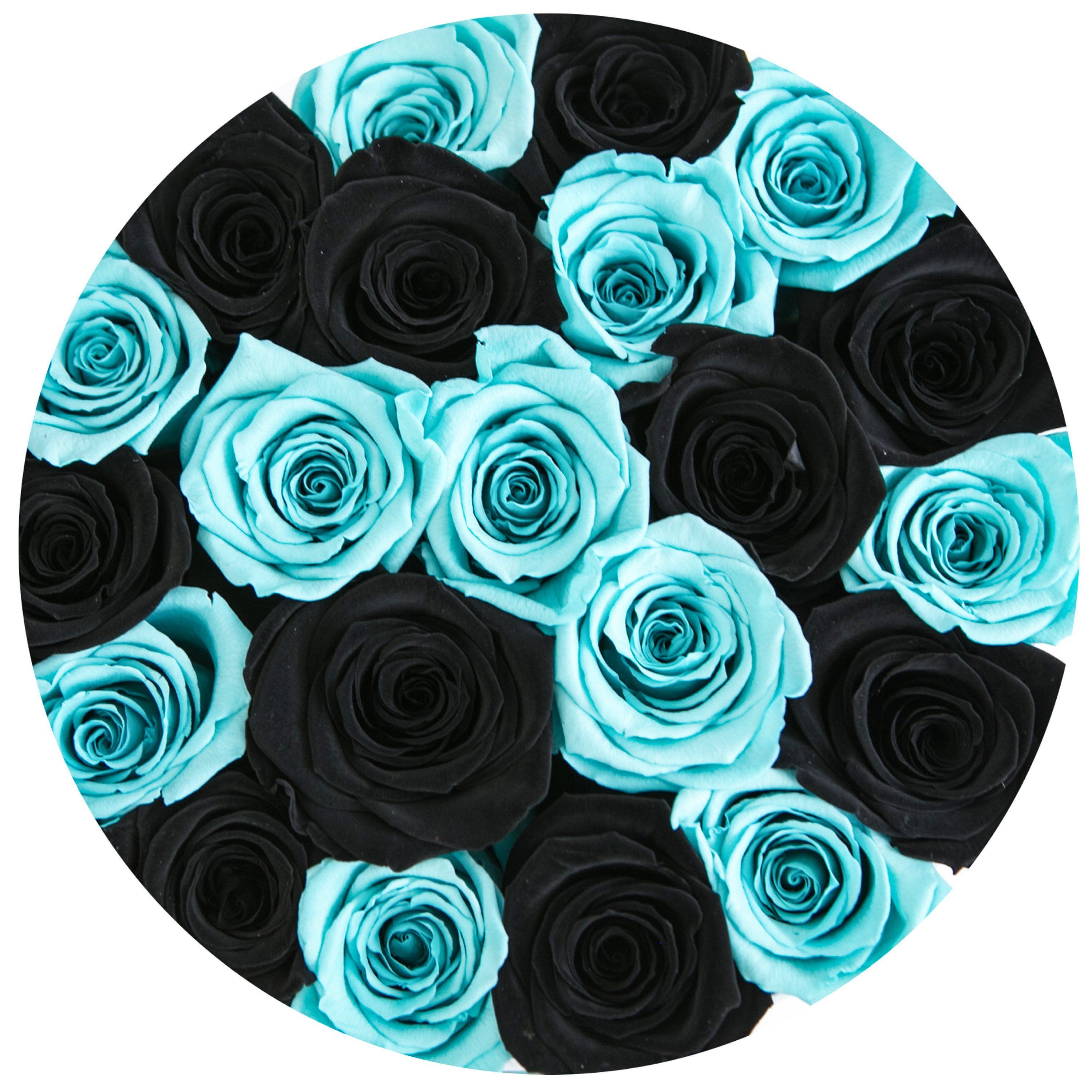 classic round box - white - black&tiffany-blue(mix) roses blue eternity roses - the million roses
