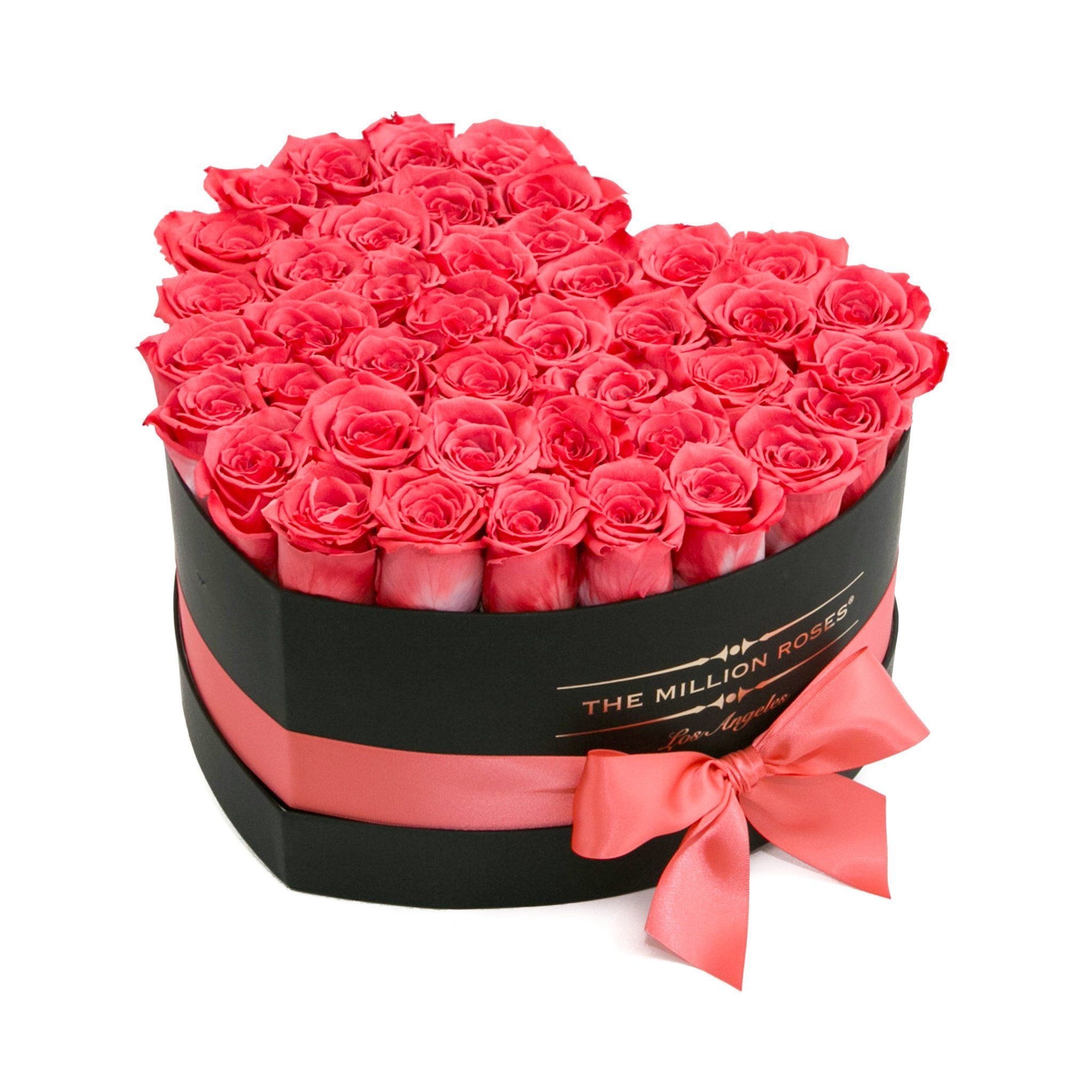 LOVE box - black - coral roses coral eternity roses - the million roses