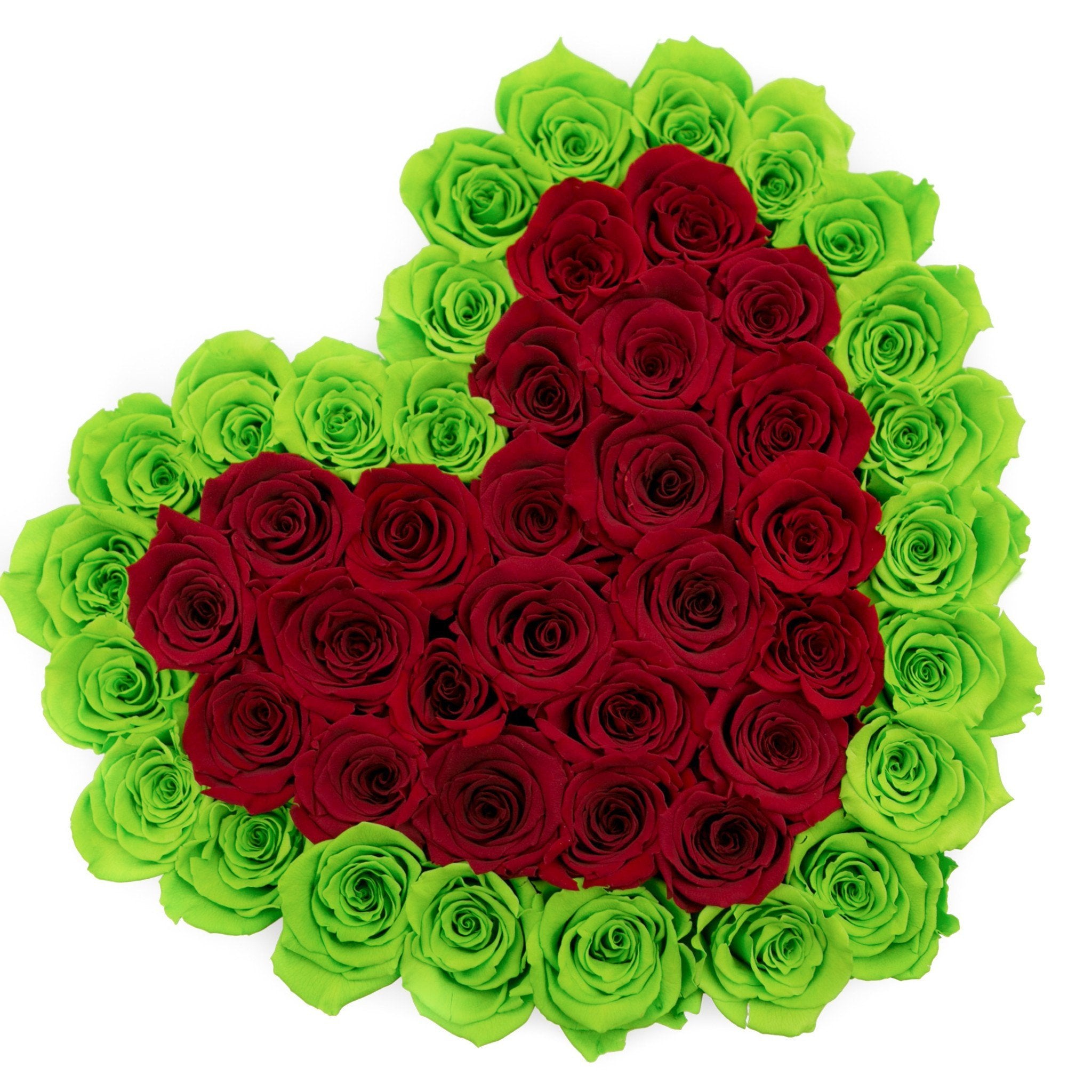 LOVE box - black - light-green&red roses green eternity roses - the million roses