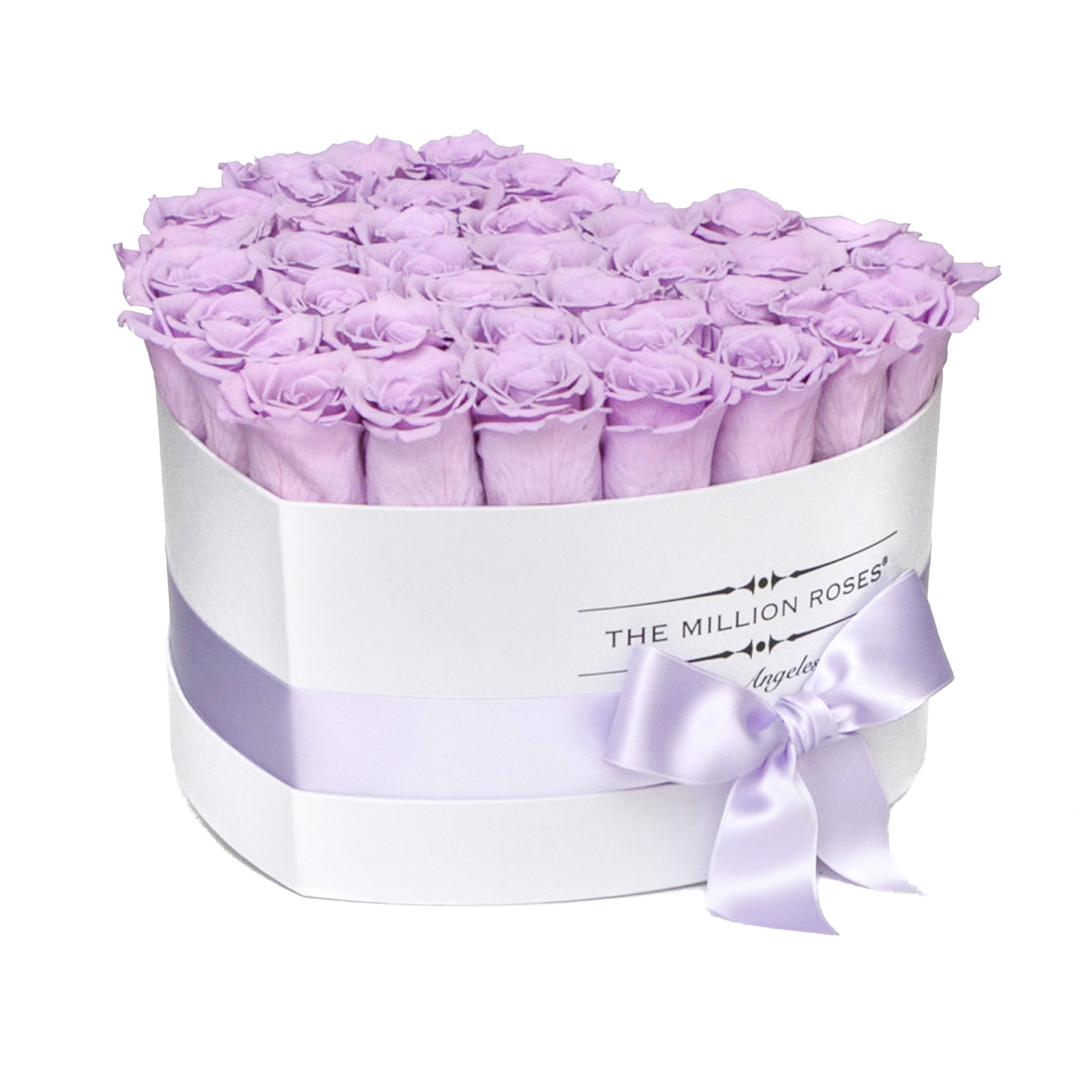 LOVE box - white - lavender roses lavender eternity roses - the million roses